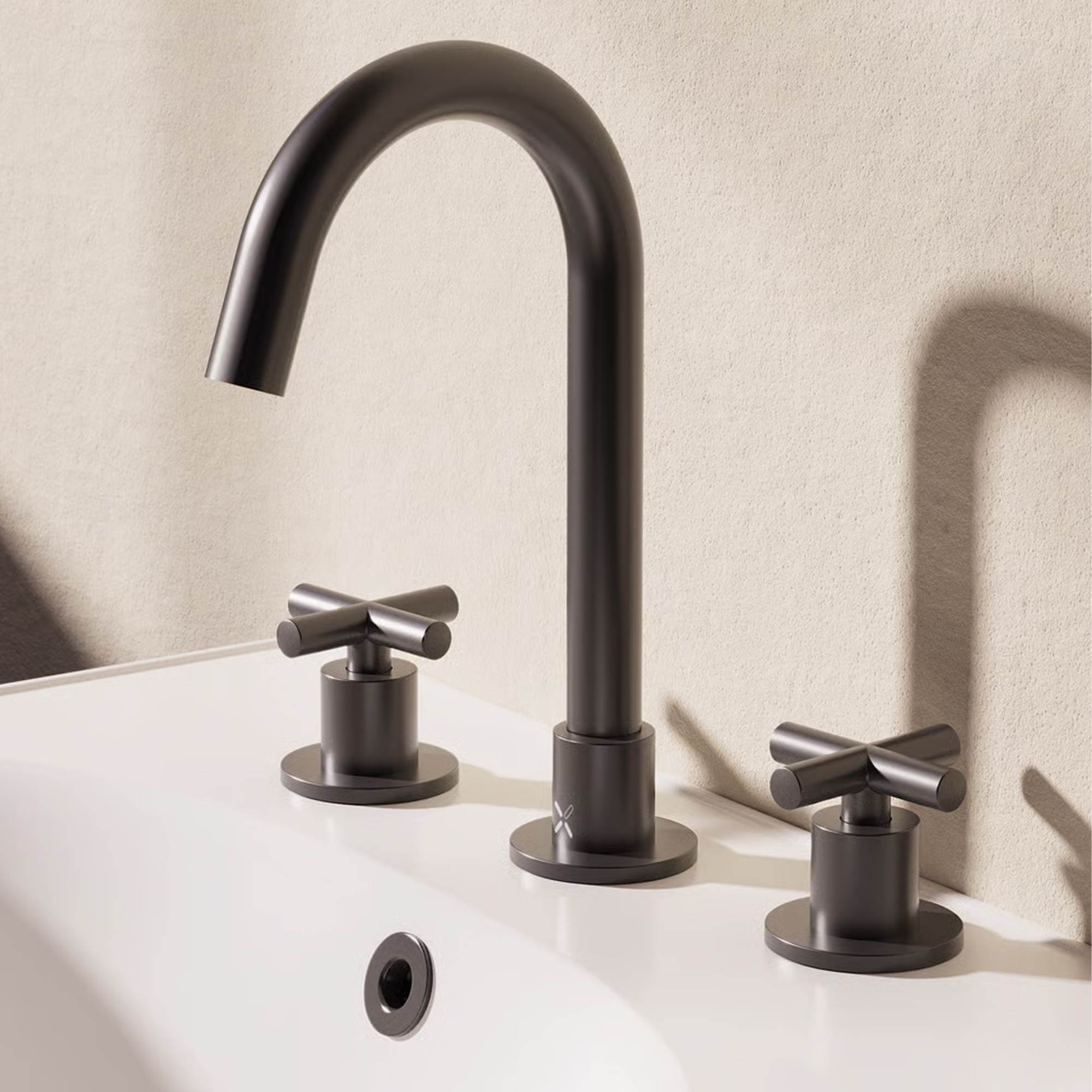 Crosswater MPRO 3 Hole Basin Mixer Tap with Crosshead Handles