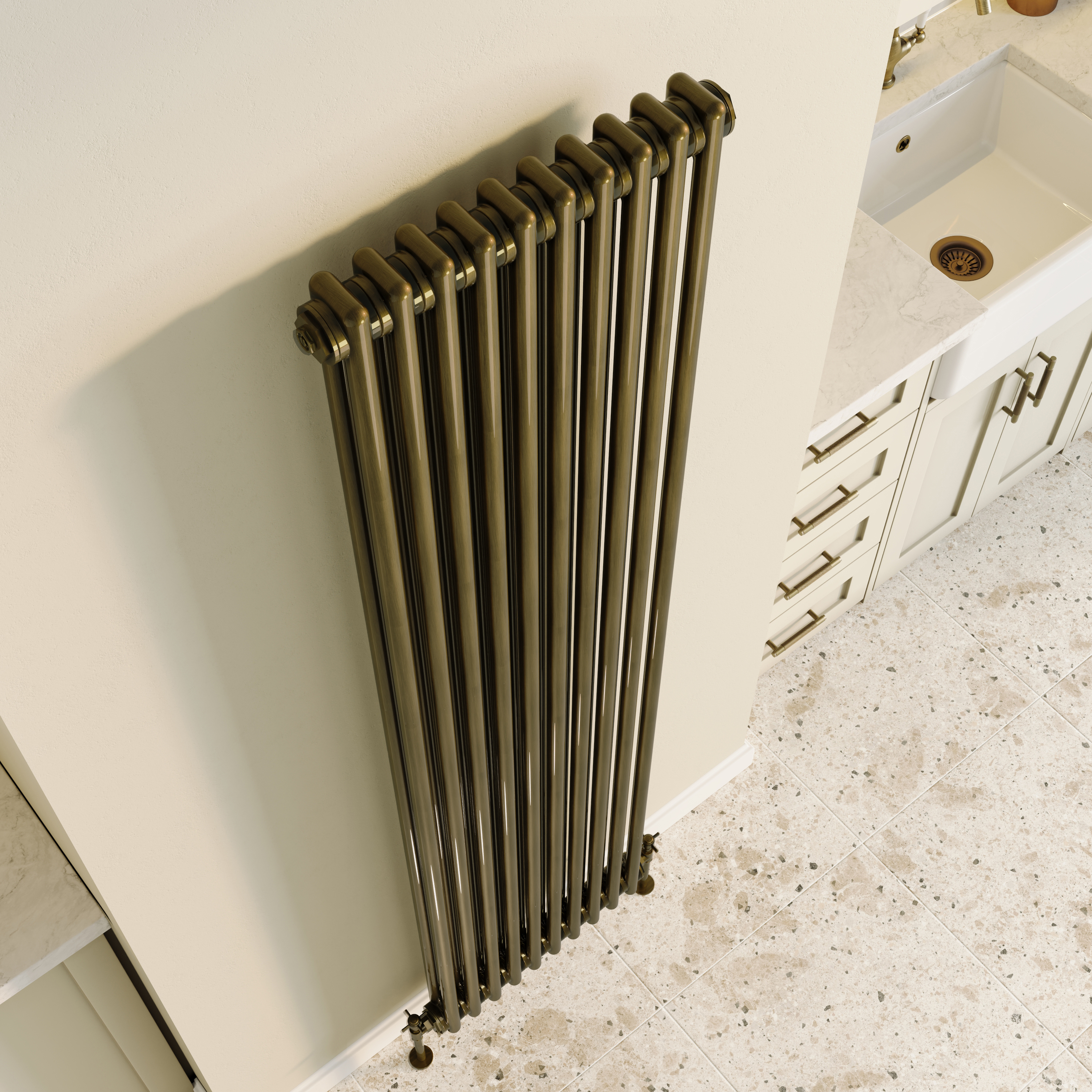 Toasty Ardleigh Antique Brass Vertical Column Radiator