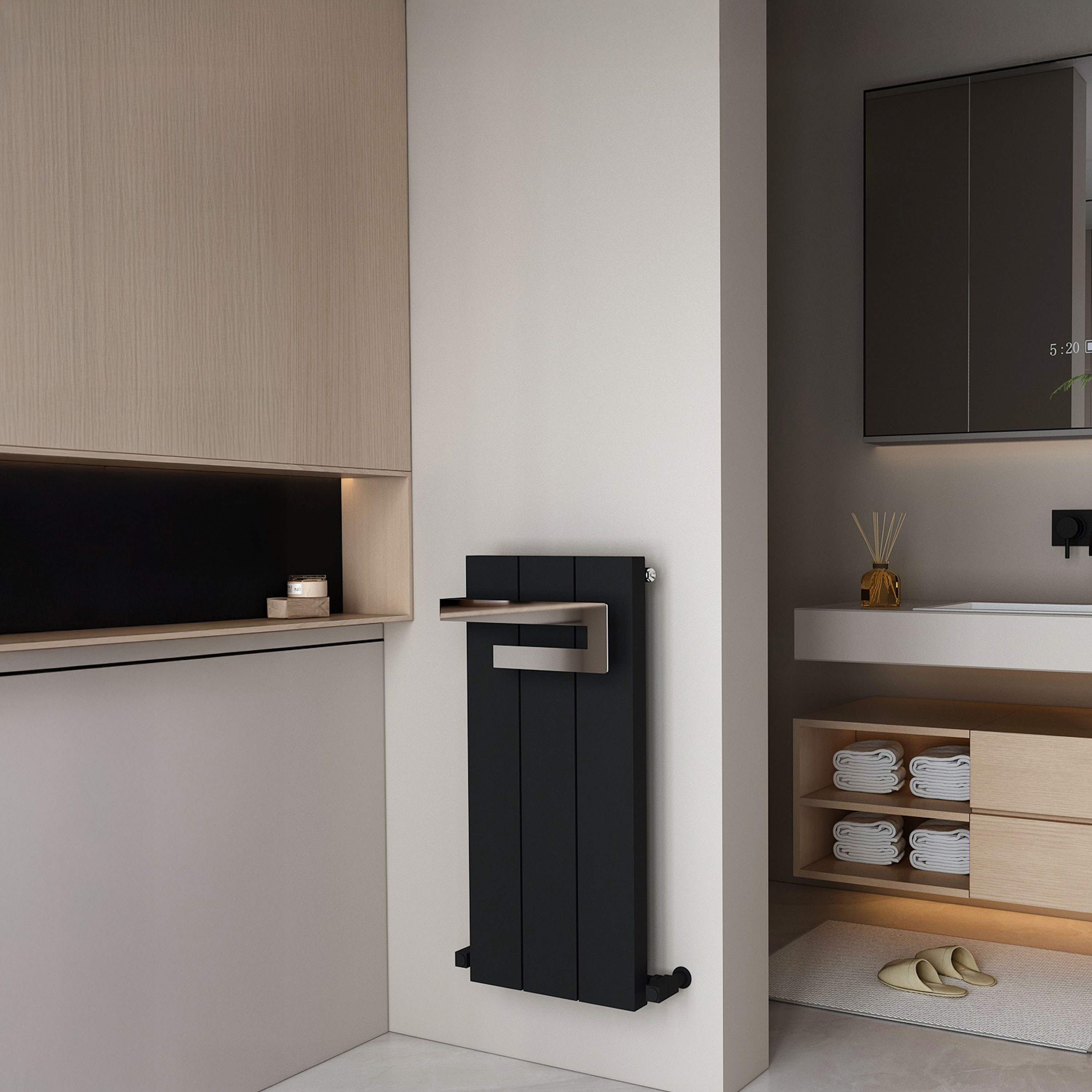Carisa Elvino Bath Aluminium Vertical Radiator & Towel Rail