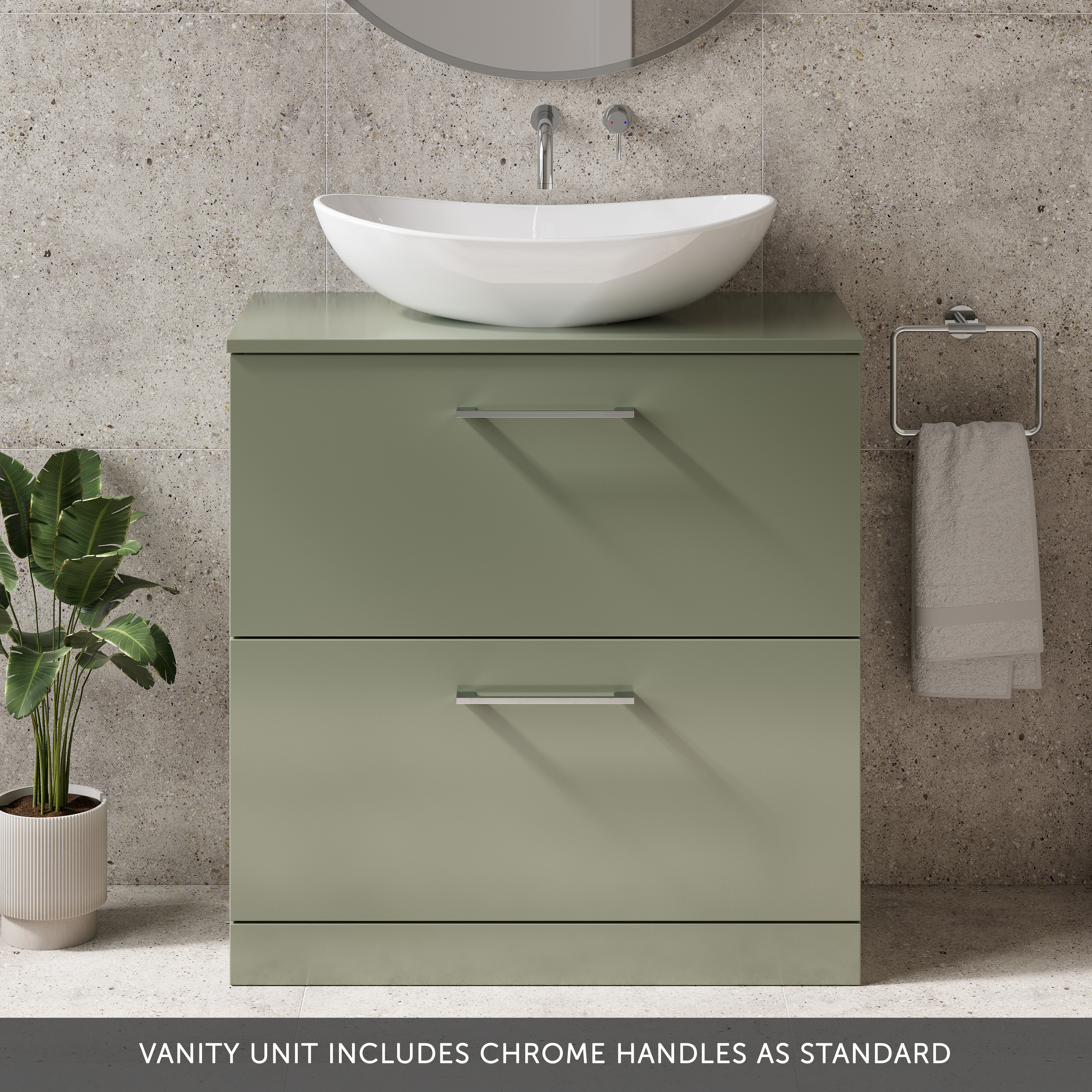 Erin 800mm Floorstanding 2 Drawer Vanity Unit & Countertop