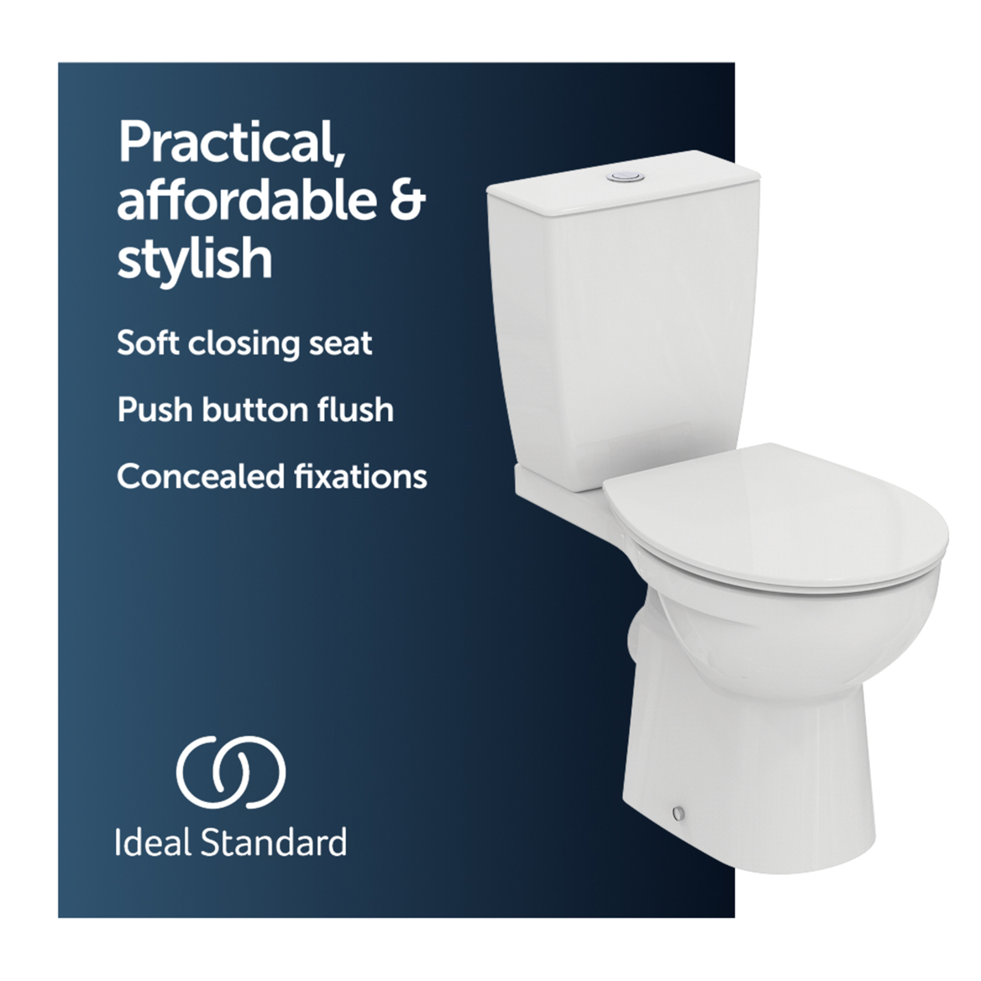 Ideal Standard Eurovit+ Comfort Height Close Coupled Toilet with Soft Close Seat