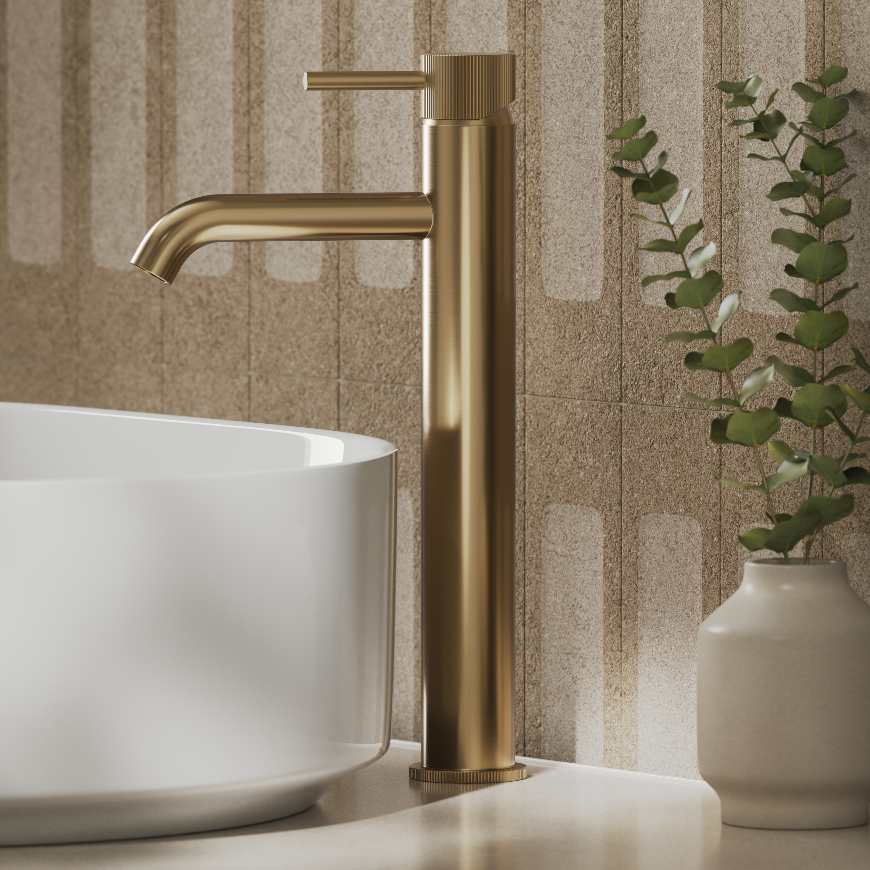 Harbour Fluted Tall Mono Basin Mixer Tap
