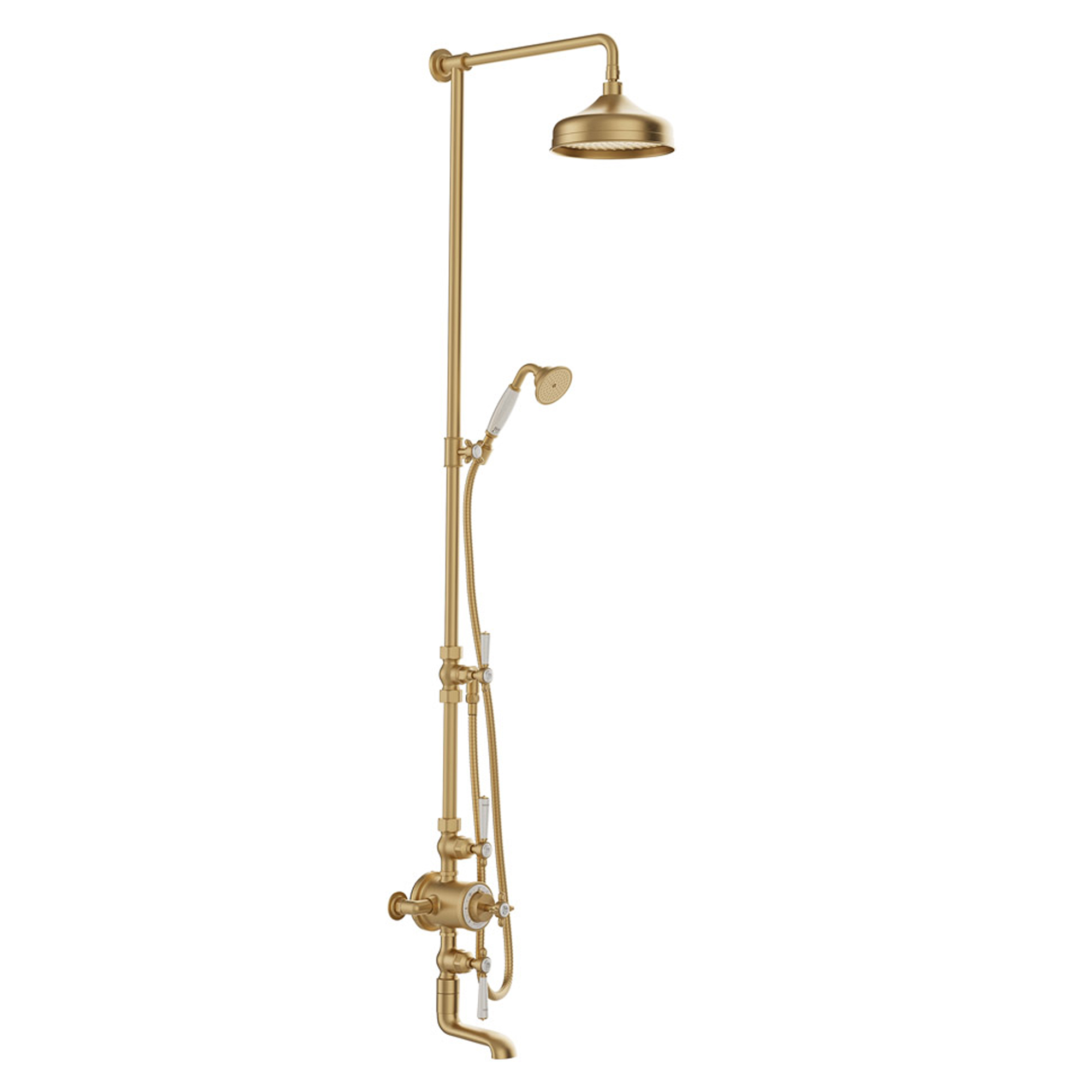 Booth & Co Axbridge Traditional 3 Outlet Exposed Thermostatic Shower Set with Bath Spout