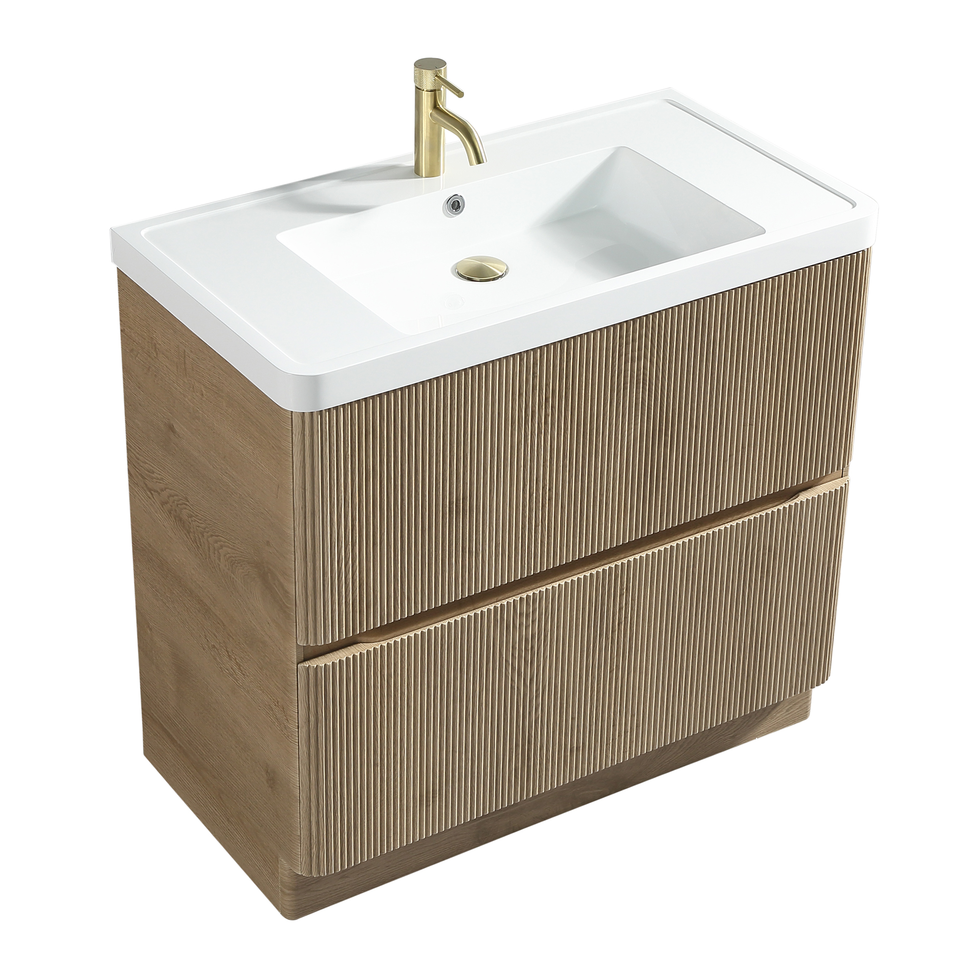 Drench Origin 900mm Fluted Floorstanding Vanity Unit & Polymarble Basin