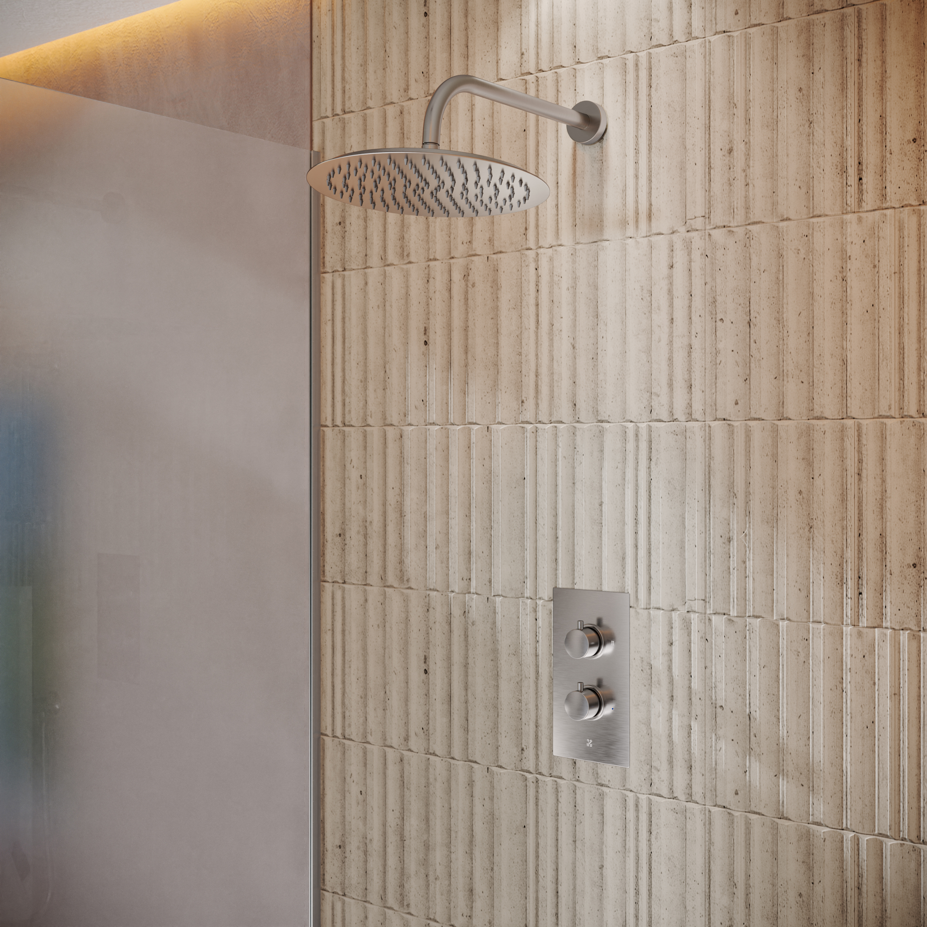 Core 1 Outlet Portrait Concealed Shower Valve & Wall Mounted Fixed Shower Head