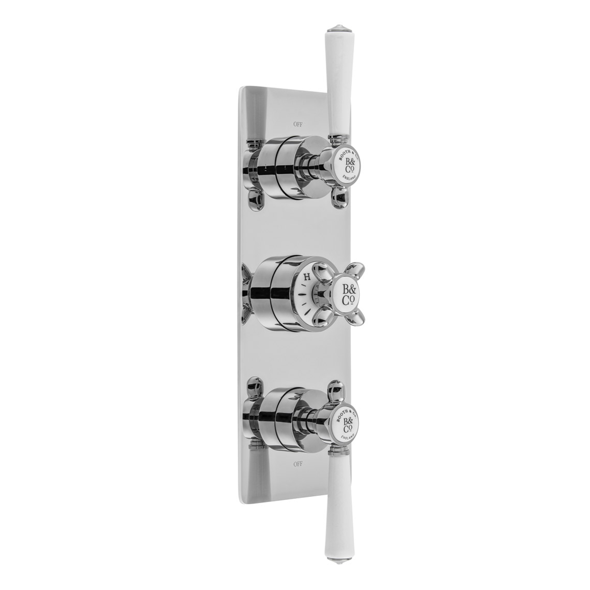 Booth & Co Axbridge Traditional 2 Outlet 3 Handle Concealed Thermostatic Shower Valve