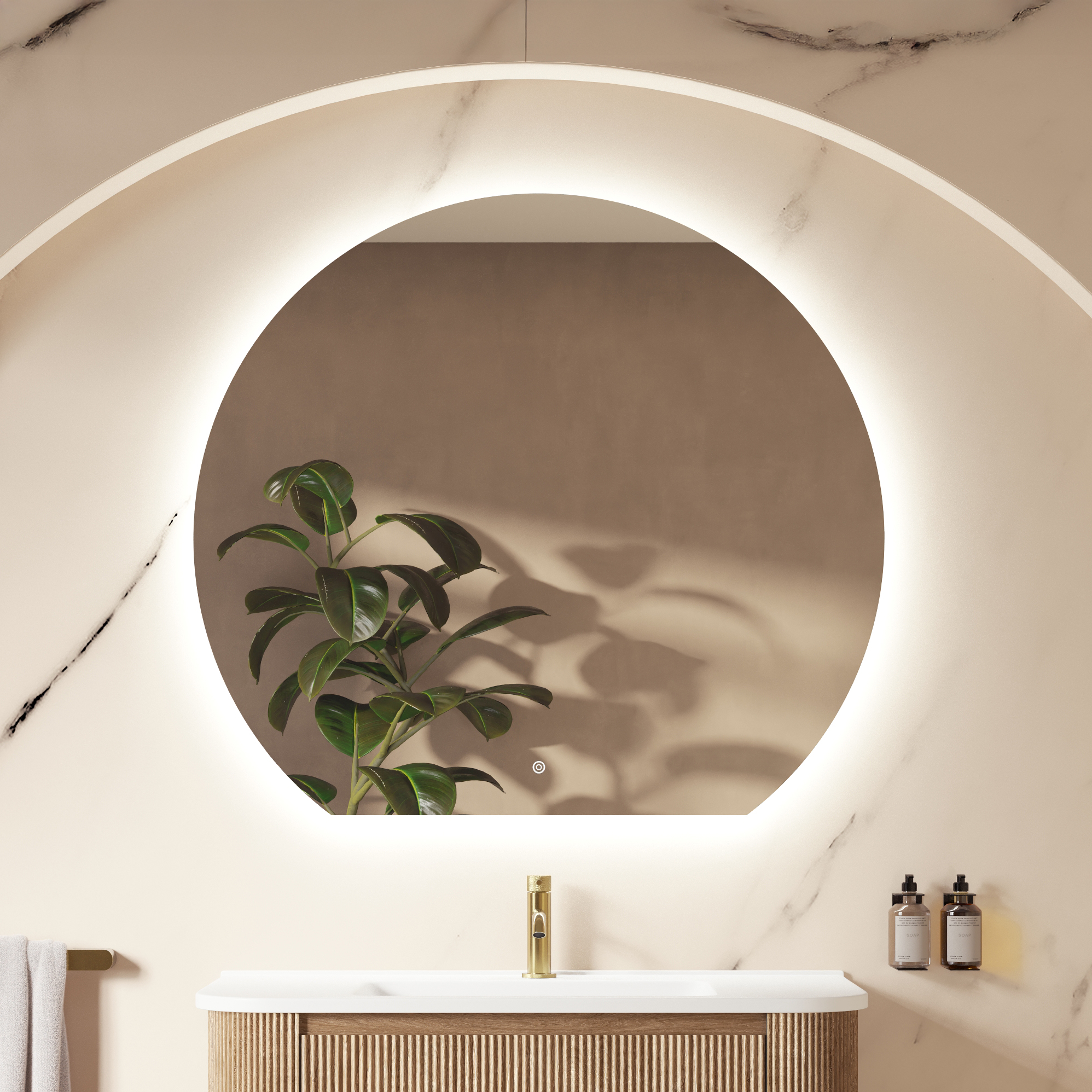 Harbour Segment LED Illuminated Mirror with Demister Pad & Colour Change Lights