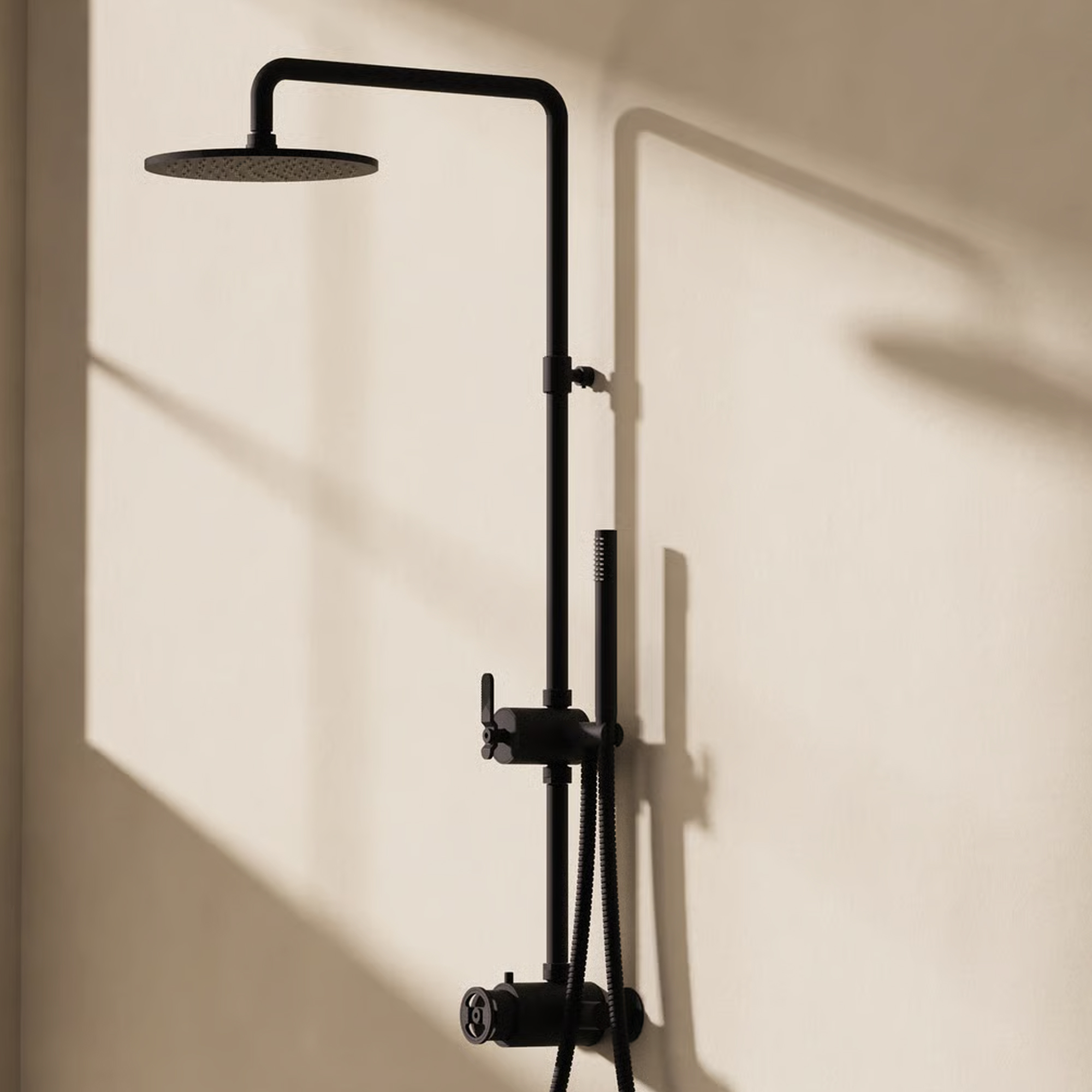 Crosswater Union WRAS Approved Multifunction Thermostatic Shower Kit with Valve, Rigid Riser & Shower Handset - Matt Black