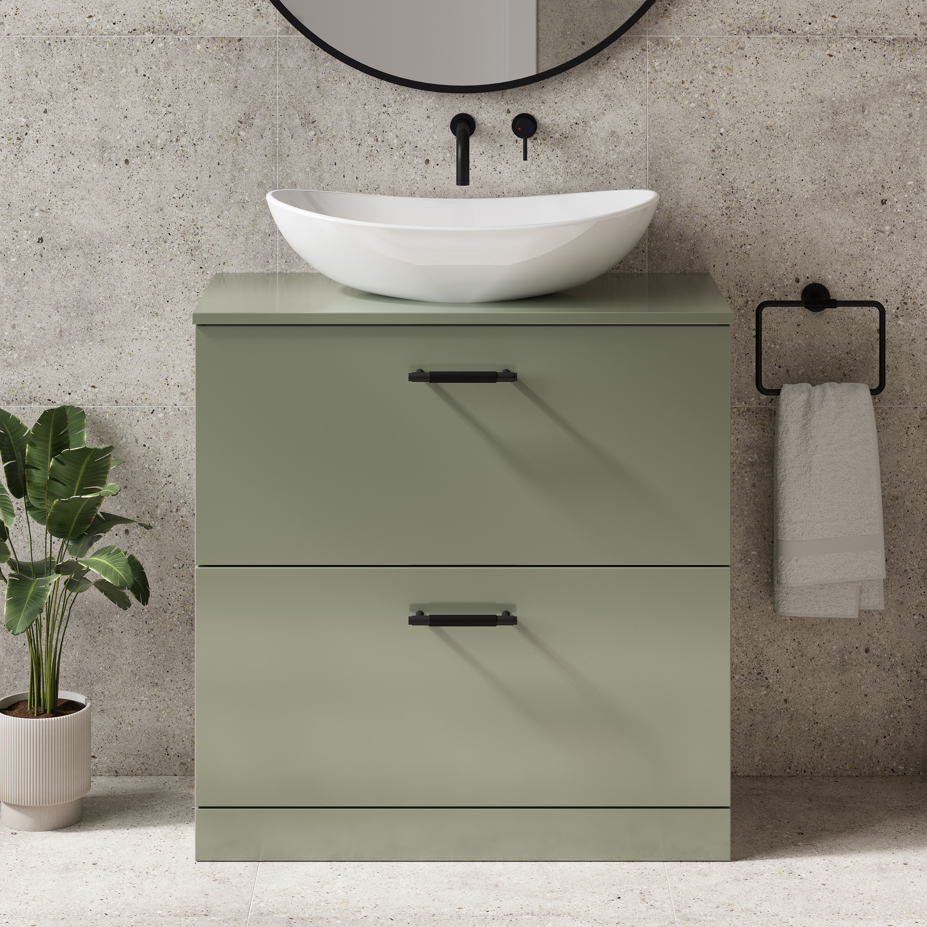 Erin 800mm Floorstanding 2 Drawer Vanity Unit & Countertop
