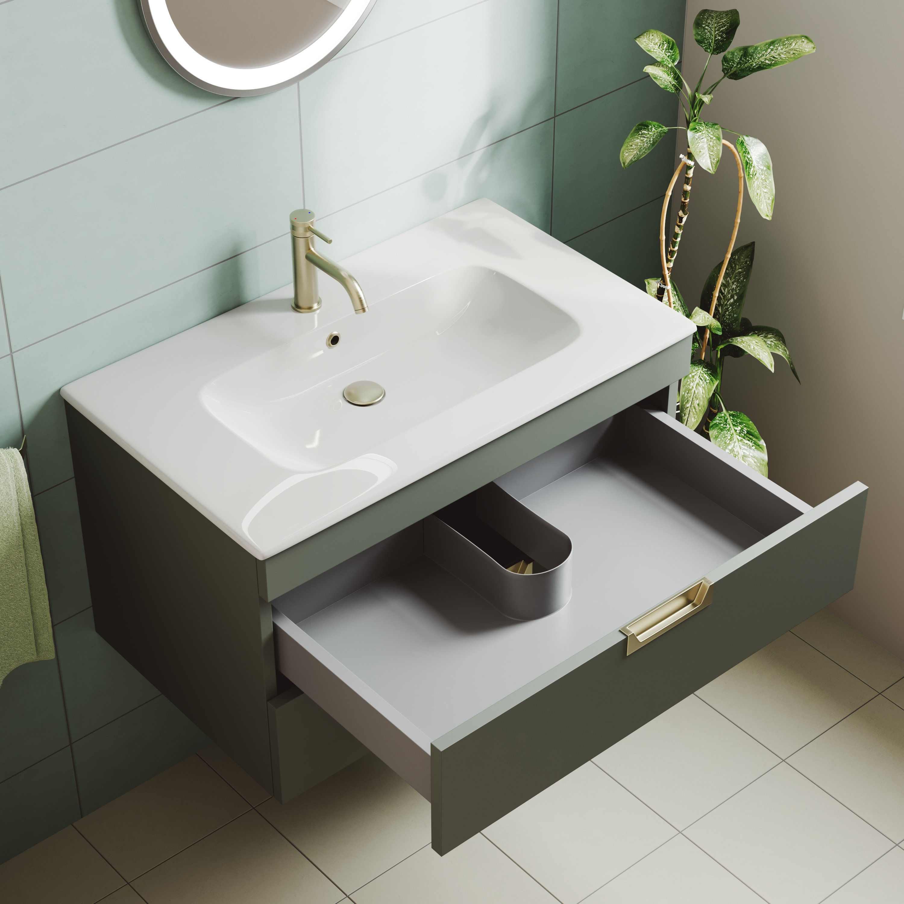 Isla 800mm Wall Hung Vanity Unit & Basin