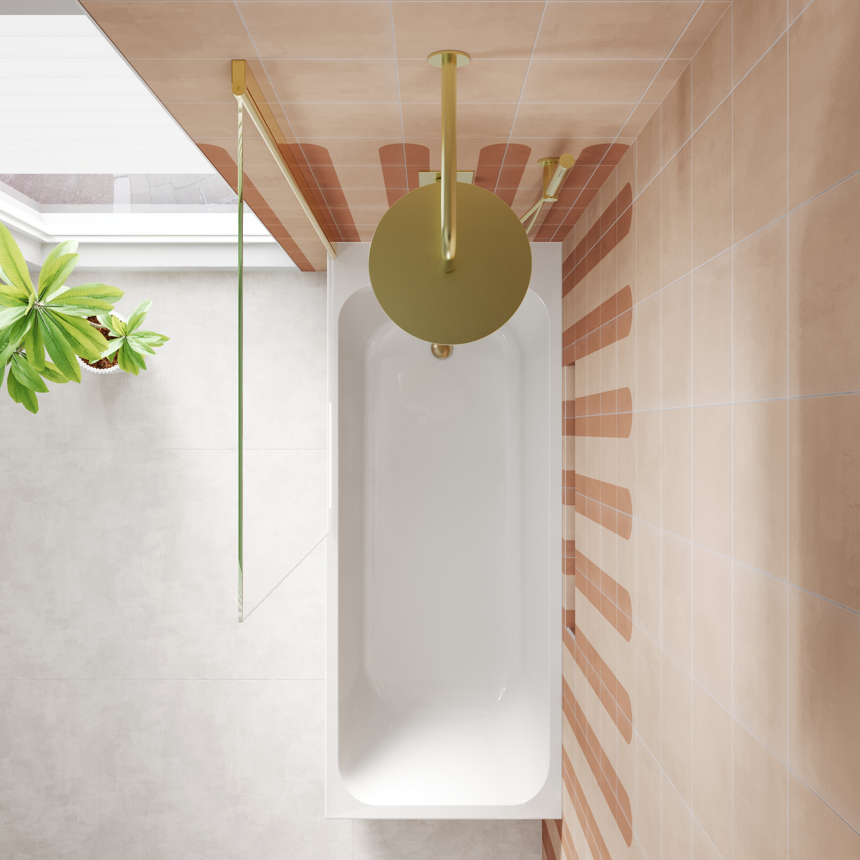 Armourcast Reinforced Slim Edge Single Ended Bath & Brushed Brass ...