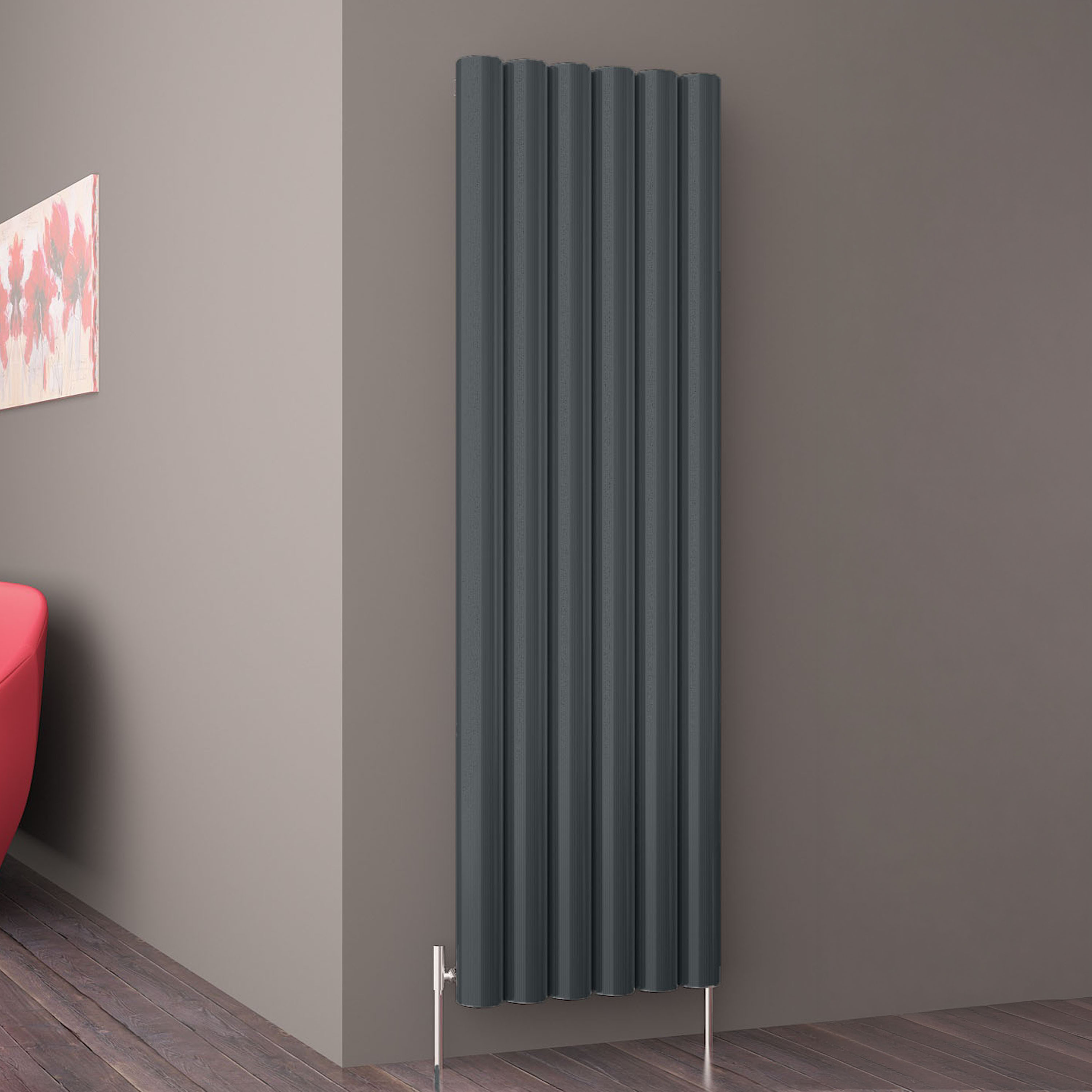 Carisa Otto Oval Single Panel Vertical Aluminium Radiator