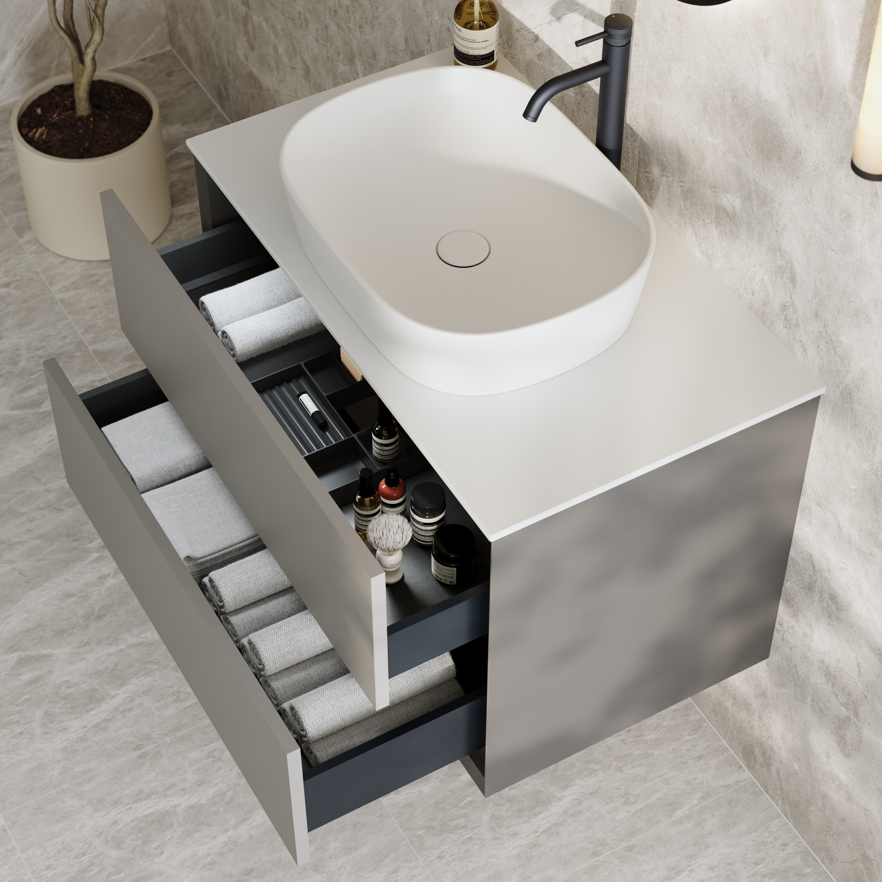 Oslo 800mm Wall Mounted Vanity Unit & Sintered Stone Countertop
