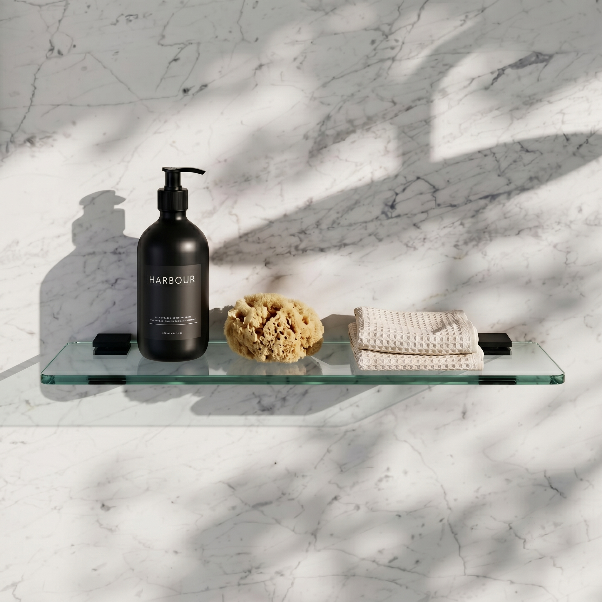 Harbour Status Matt Black Glass Shelf