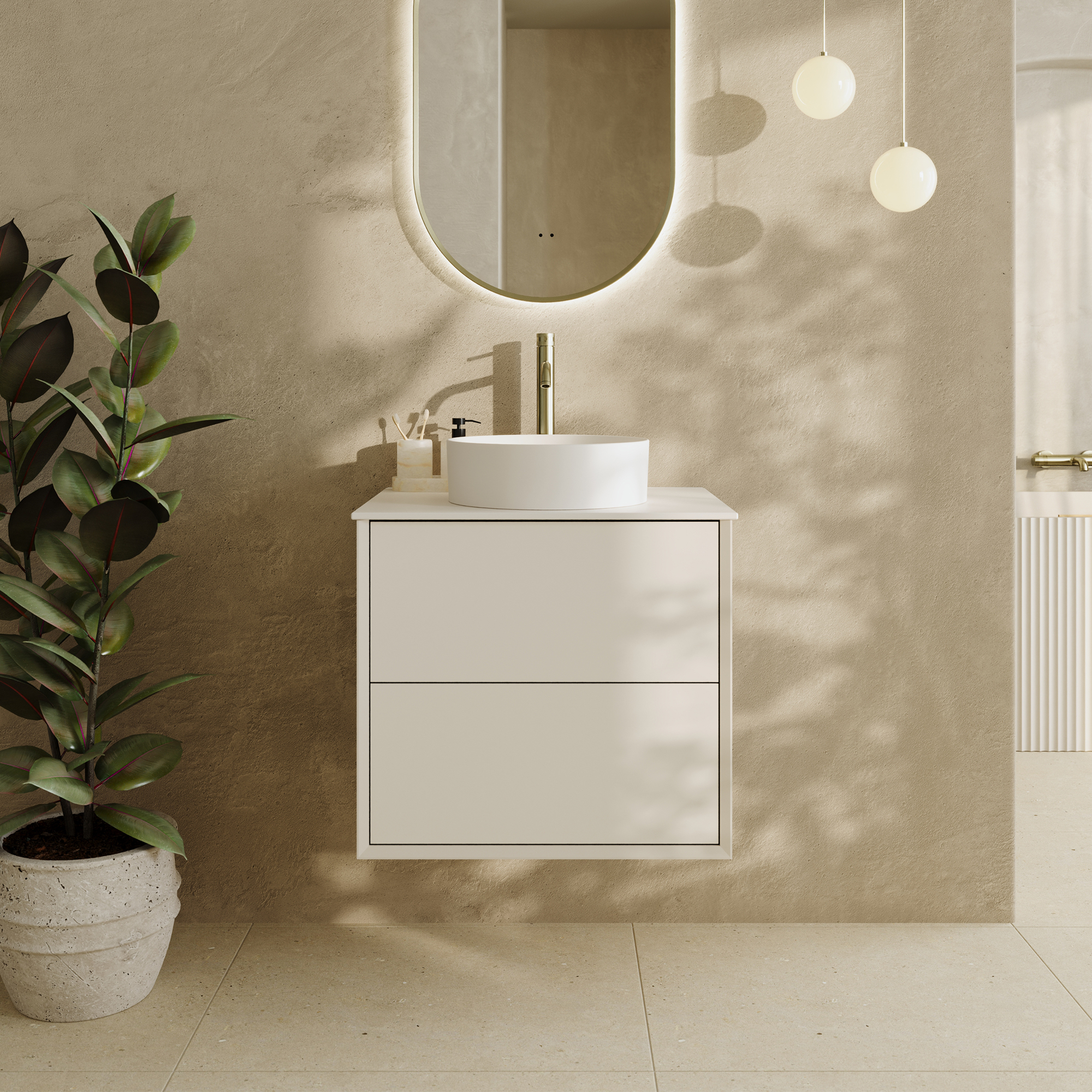 Oslo 600mm Wall Mounted Vanity Unit & Sintered Stone Countertop