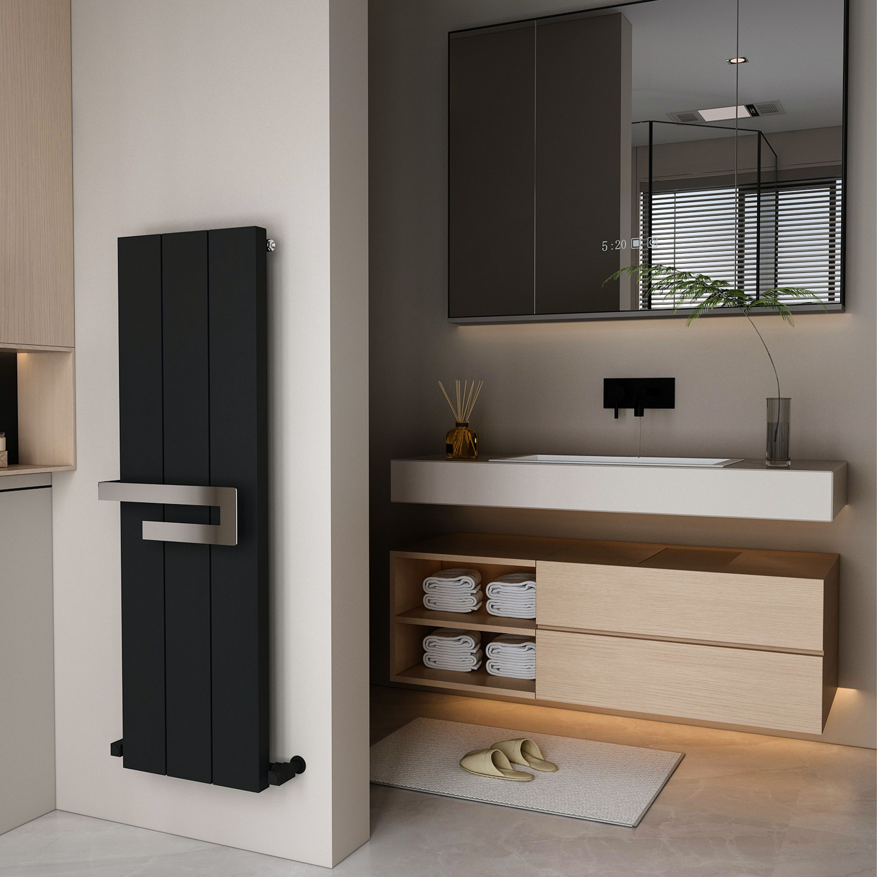 Carisa Elvino Bath Aluminium Vertical Radiator & Towel Rail