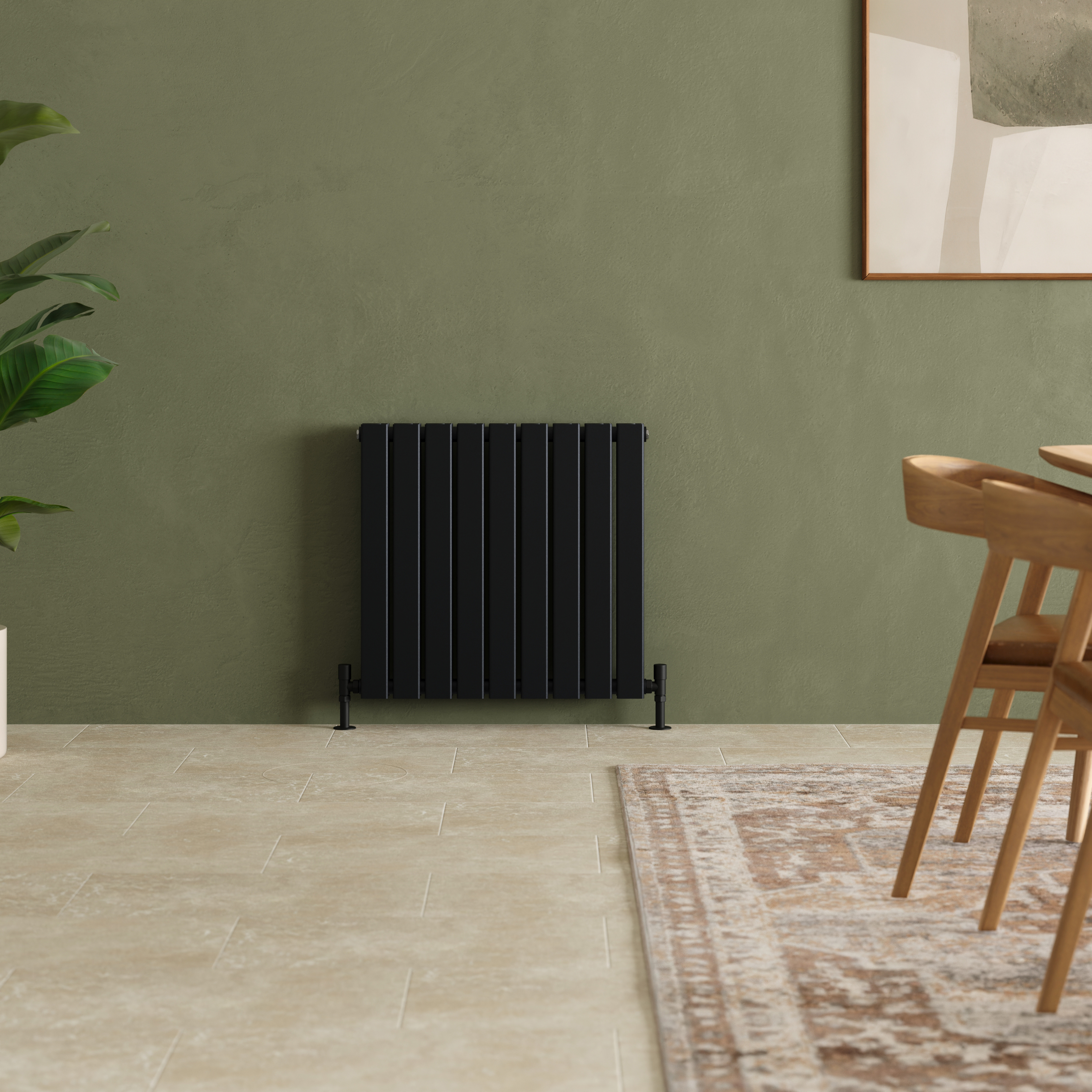 Toasty Radiance Matt Black Flat Panel Horizontal Radiator