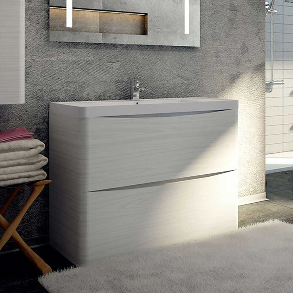 Harbour Clarity 900mm Floorstanding White Ash Vanity Unit & Basin