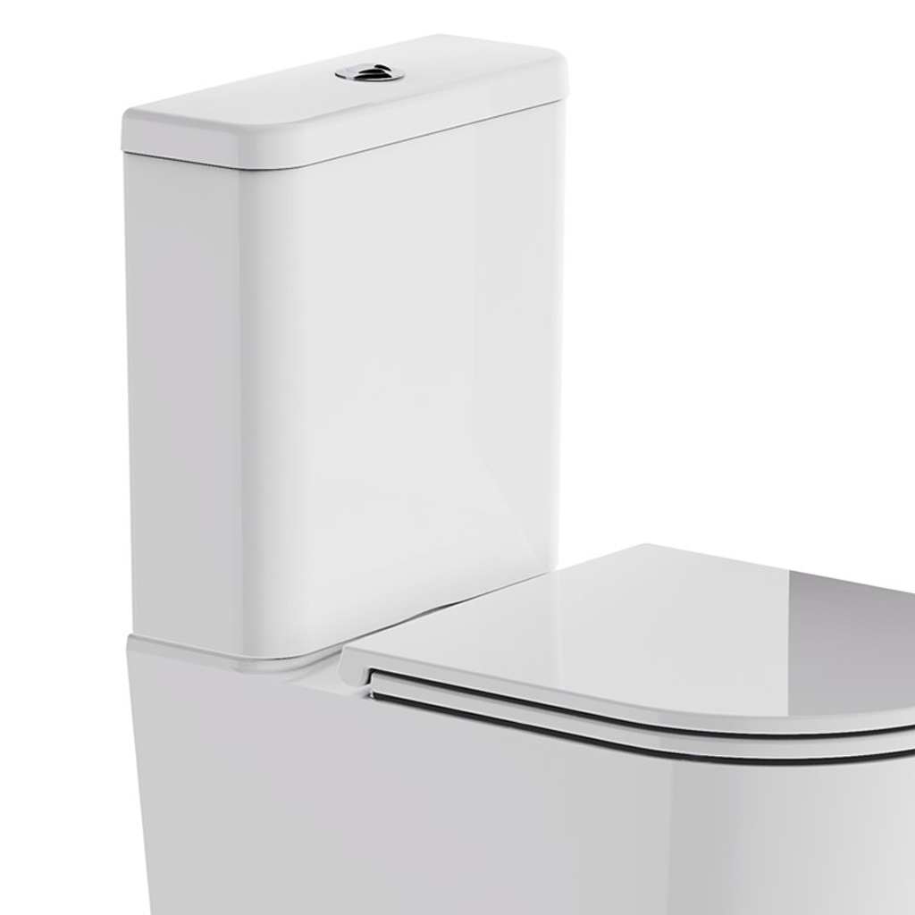 Britton Bathrooms Hoxton Round Rimless Back to Wall Close Coupled Toilet & Soft Close Seat