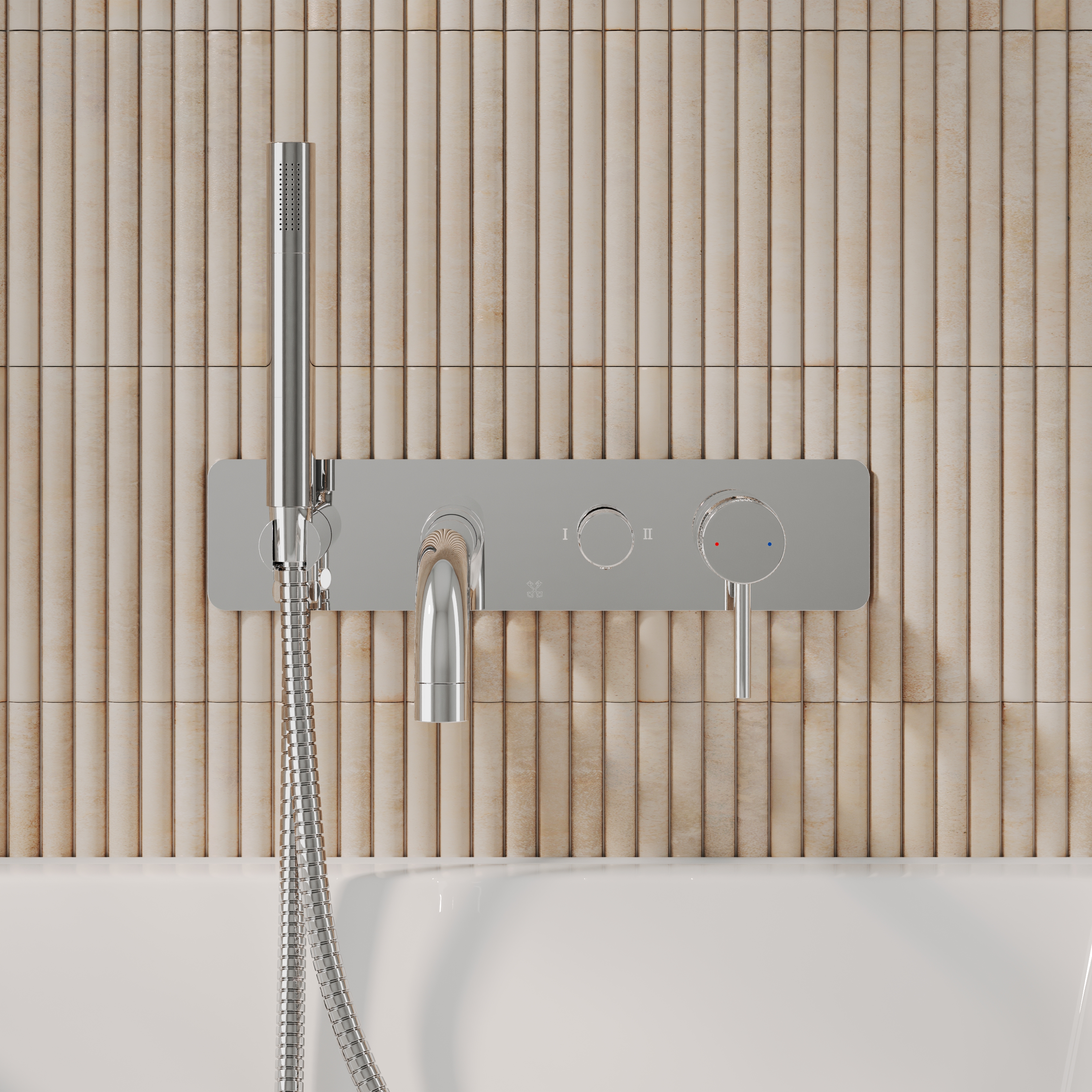 Core Wall Mounted Bath Shower Mixer, Handset & Hose