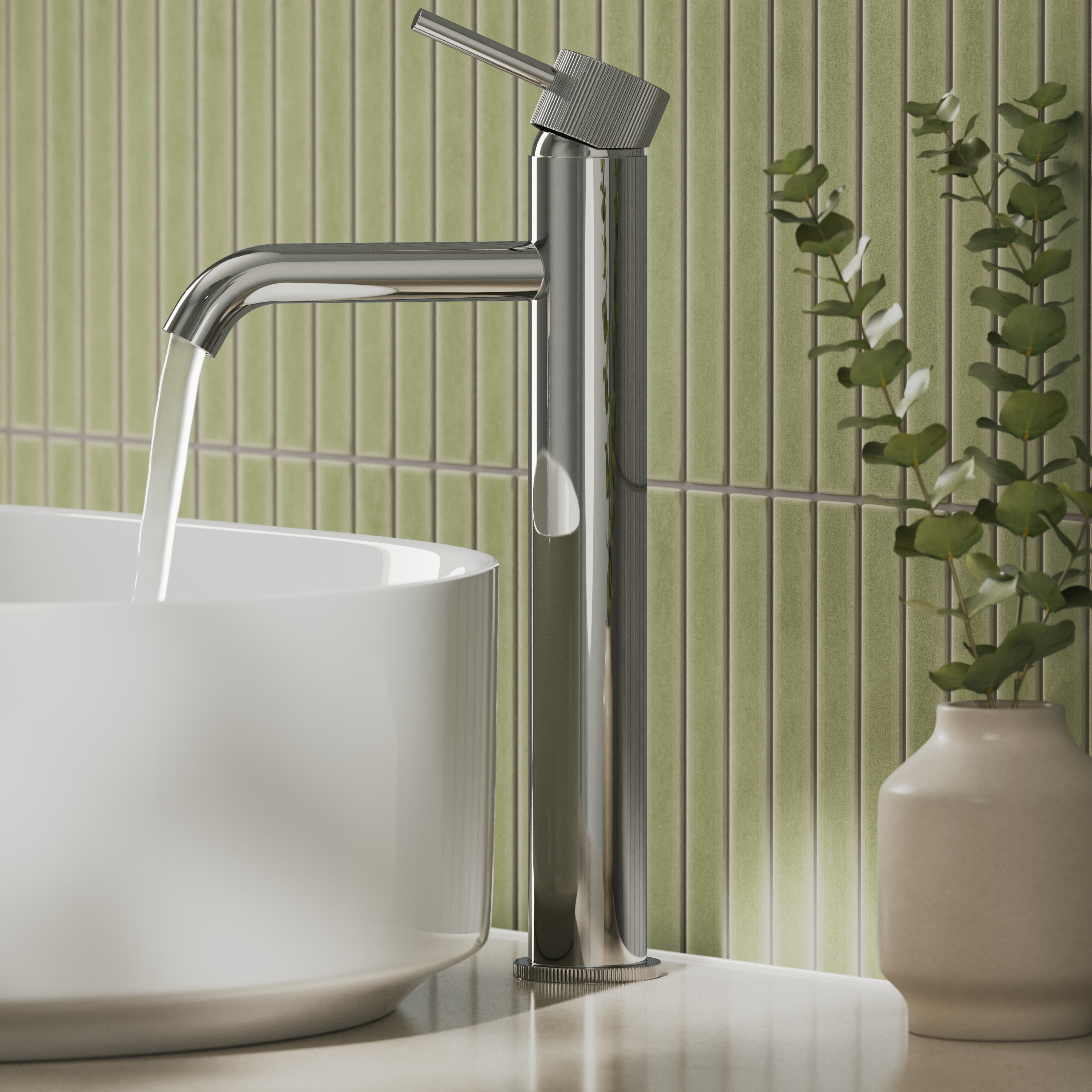 Harbour Fluted Tall Mono Basin Mixer Tap