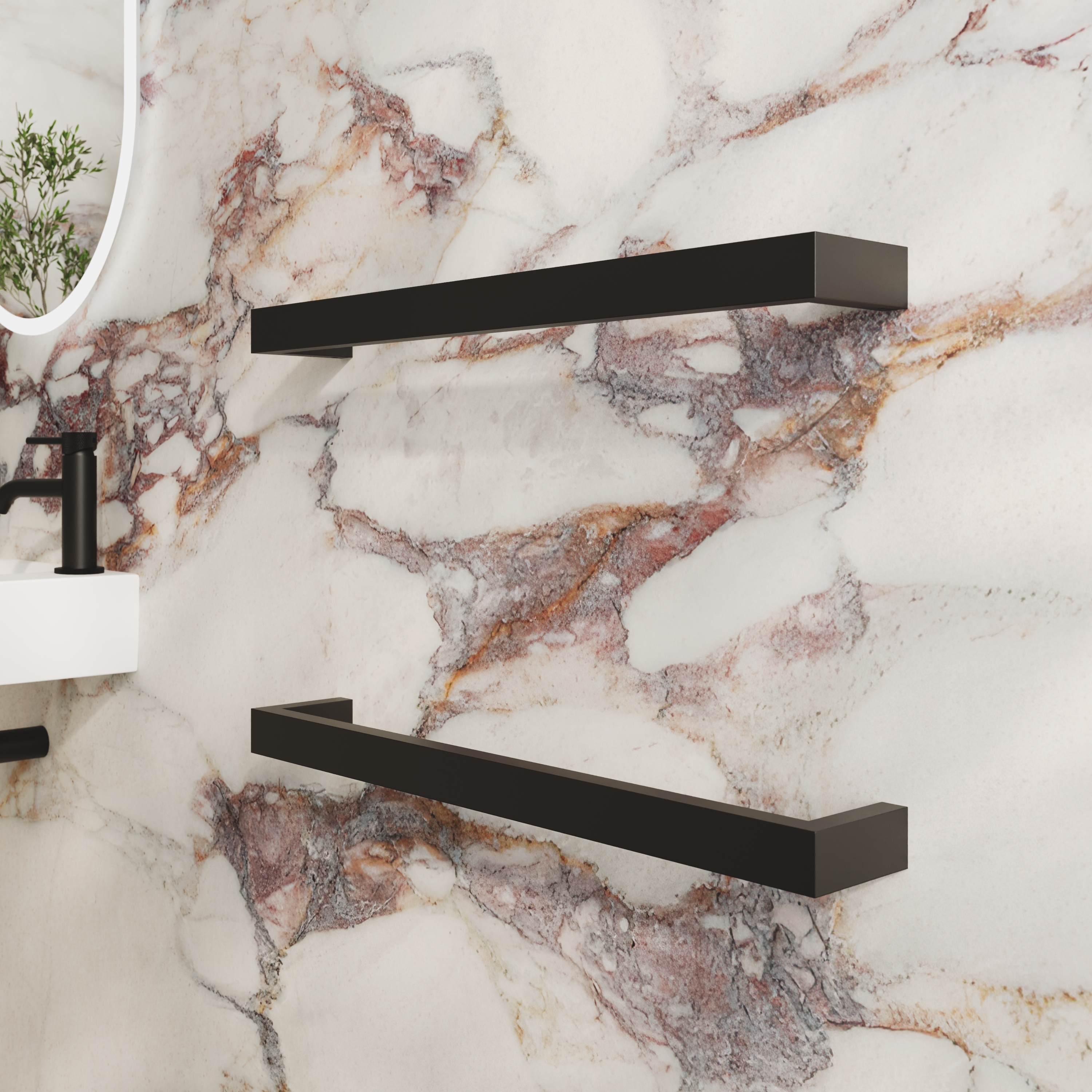 Toasty Flare Matt Black Electric Heated Towel Rail