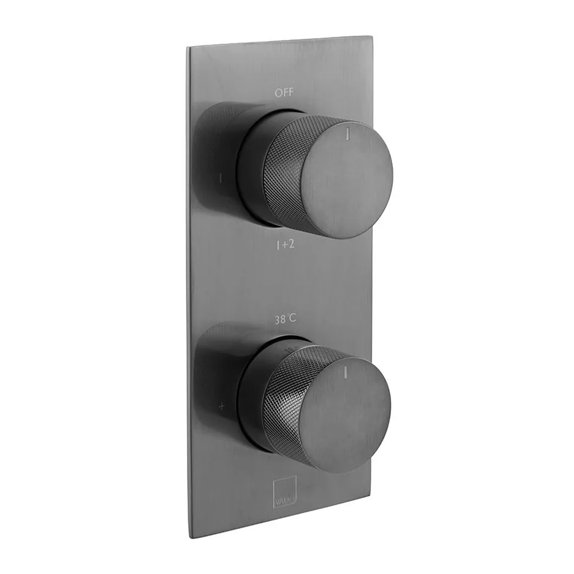 Vado Individual Tablet Knurled 2 Outlet 2 Handle Thermostatic Concealed Shower Valve