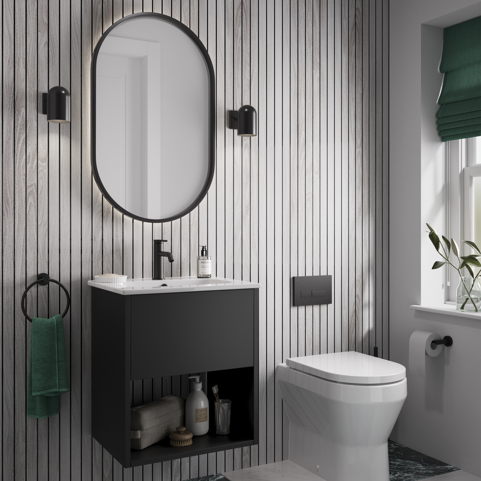 Showerwall Arcade Matt Grey Oak Laminate Ply Wood Proclick Bathroom Wall Panel - 2400 x 600mm