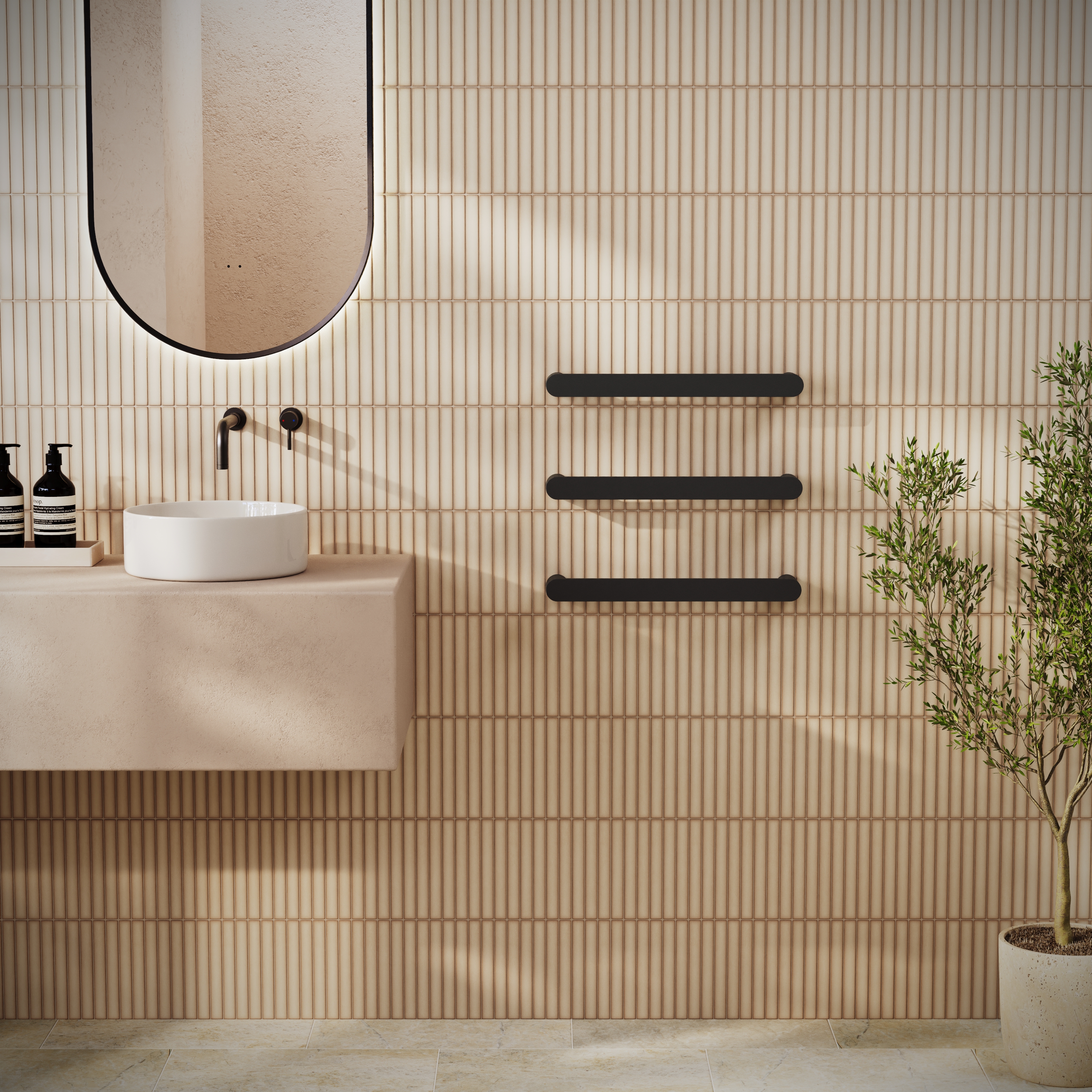 Toasty Duna Matt Black Electric Heated Towel Rail