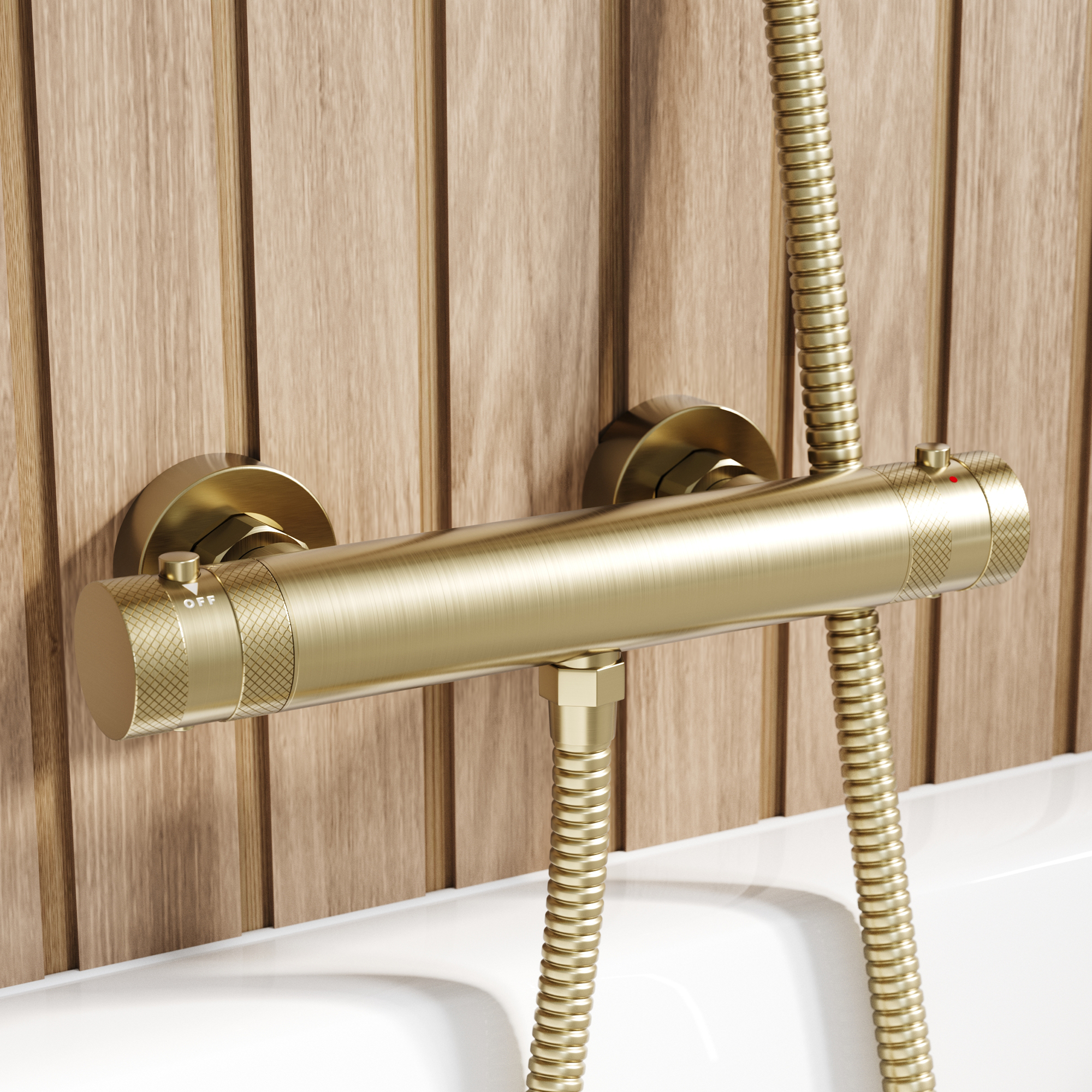 Core 1 Outlet Exposed Thermostatic Bar Valve & Fluted Slide Rail Shower Kit