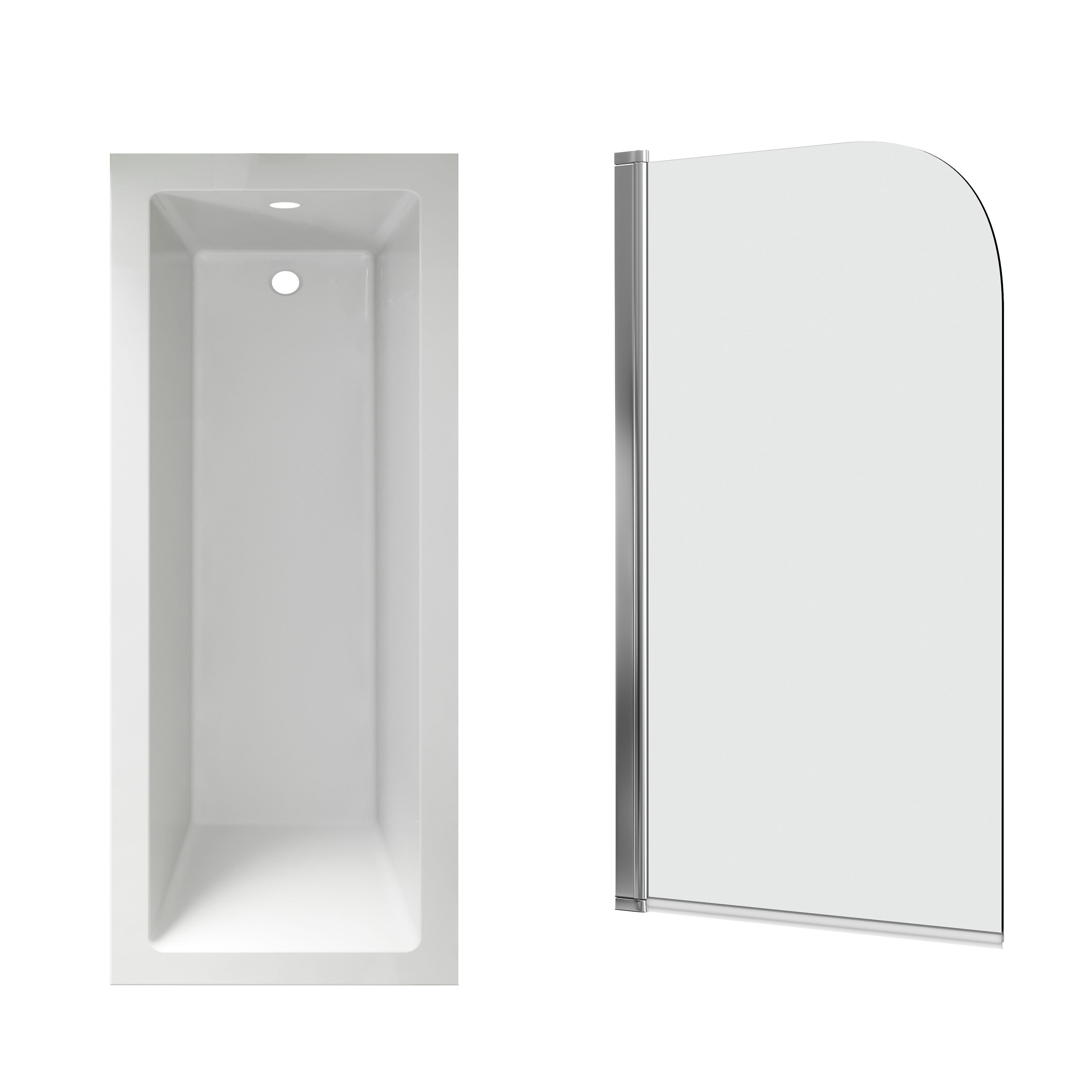 Armourcast Reinforced Straight Square Single Ended Bath with Shower Screen