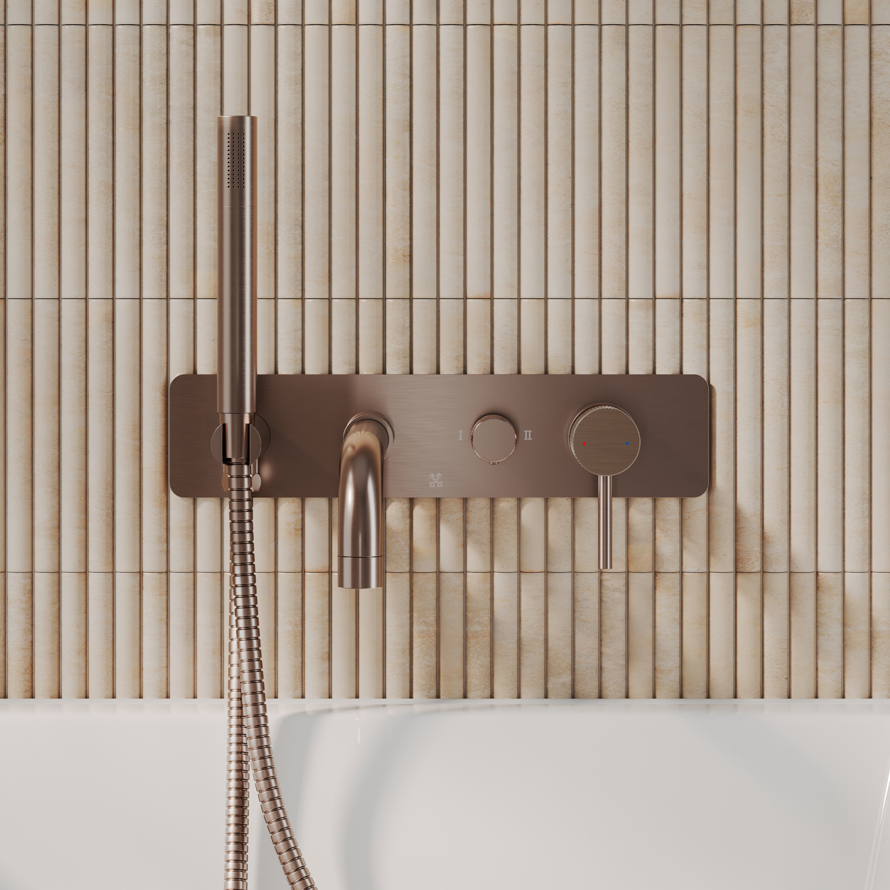 Core Wall Mounted Bath Shower Mixer, Handset & Hose