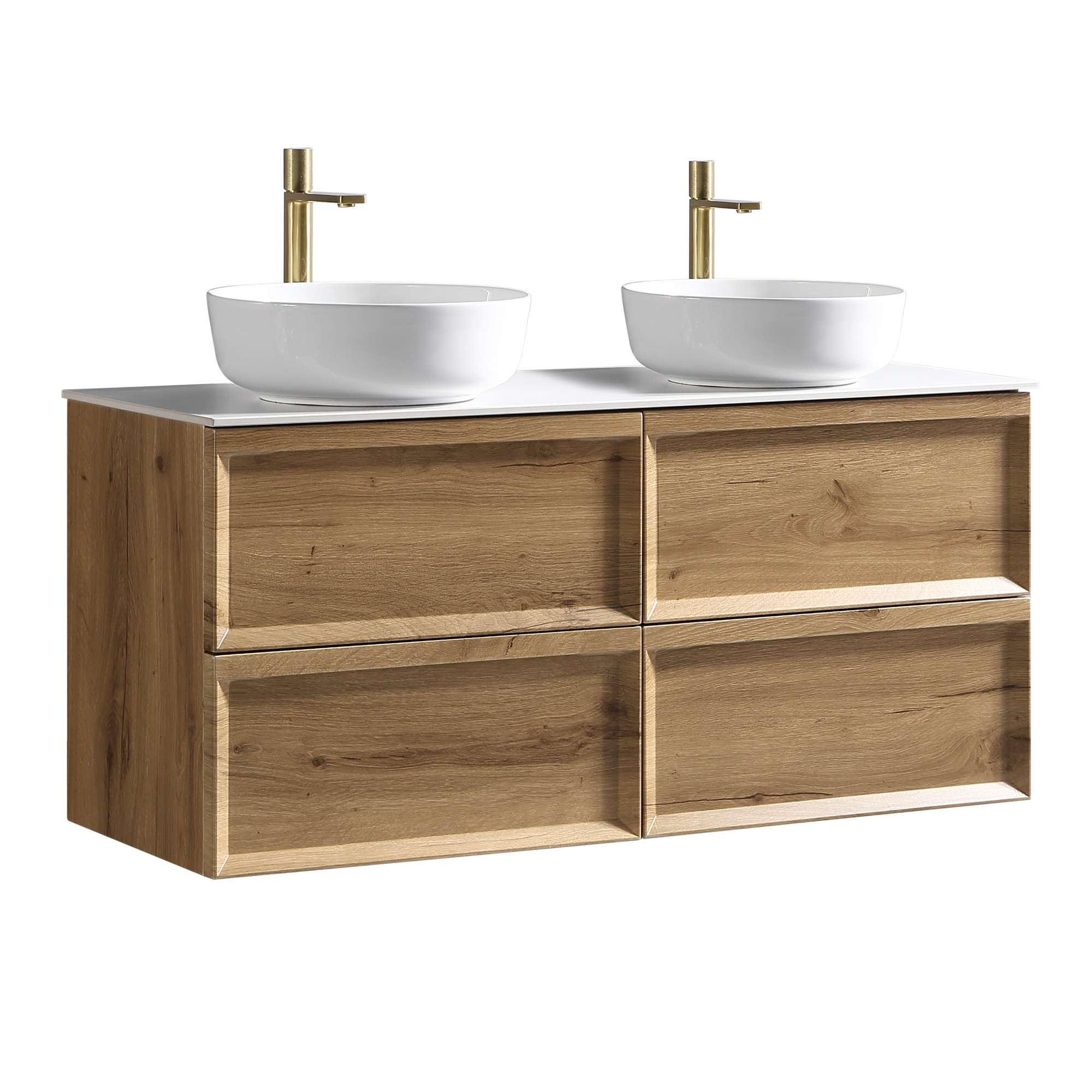 Aura 1200mm Wall Mounted Natural Oak Vanity Unit & Sintered Stone Countertop