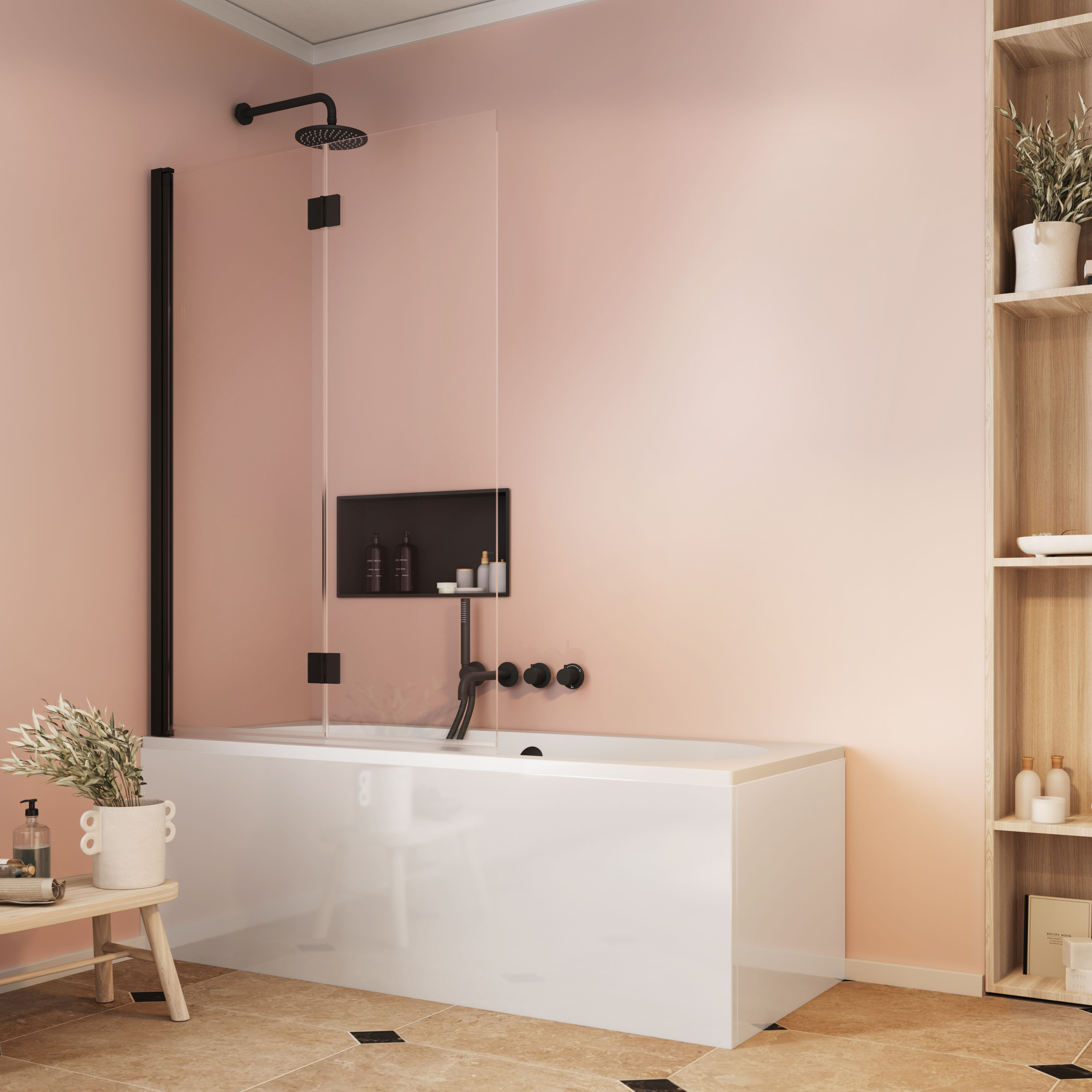 Crosswater Asura 8mm Fully Folding Hinged Bath Screen - 1500 x 1080mm