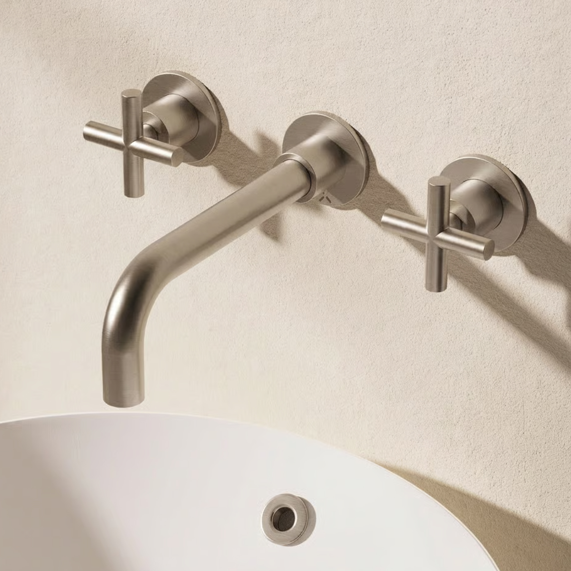 Crosswater MPRO 3 Hole Wall Mounted Basin Mixer Tap with Crosshead Handles