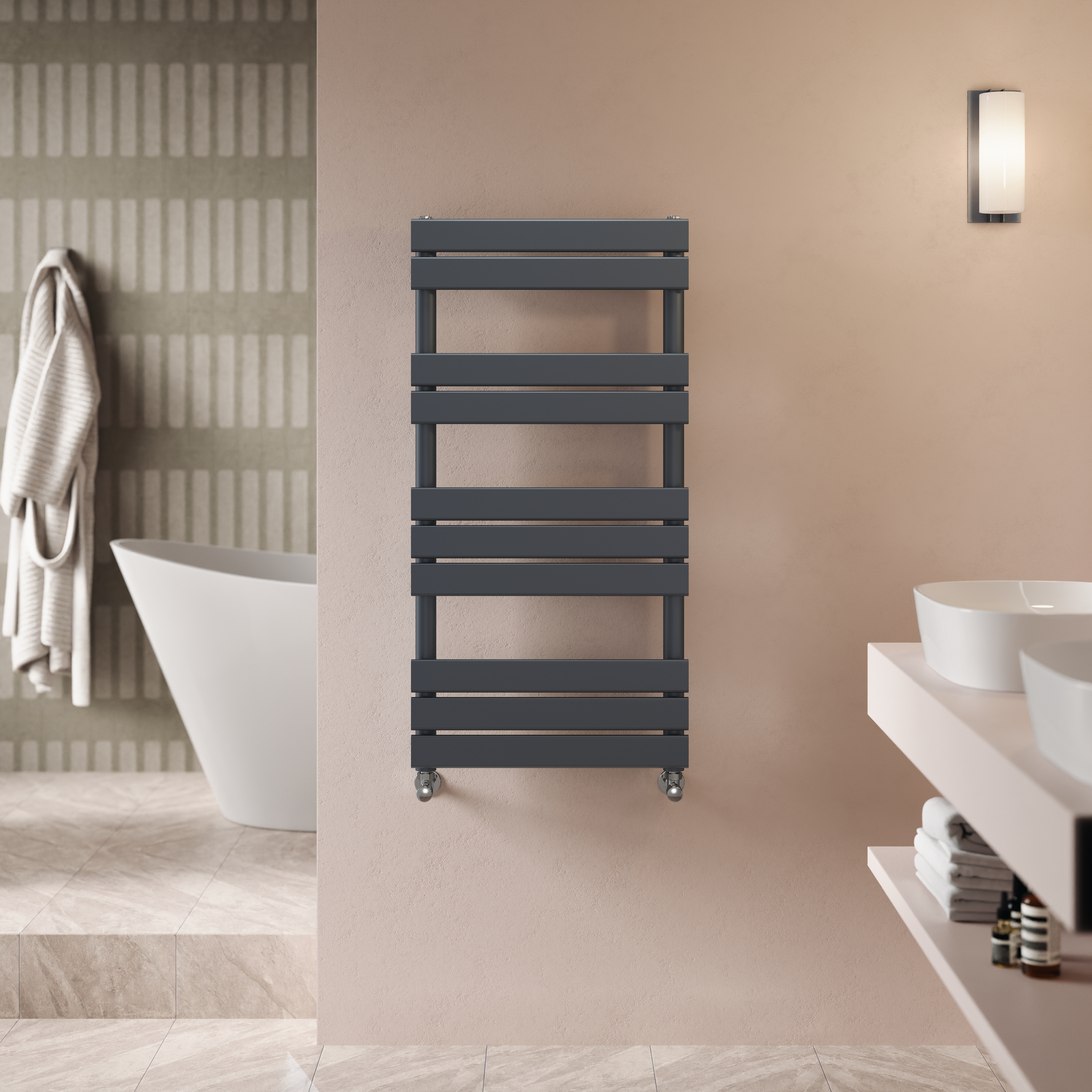 Toasty Hush Anthracite Flat Panel Heated Towel Rail