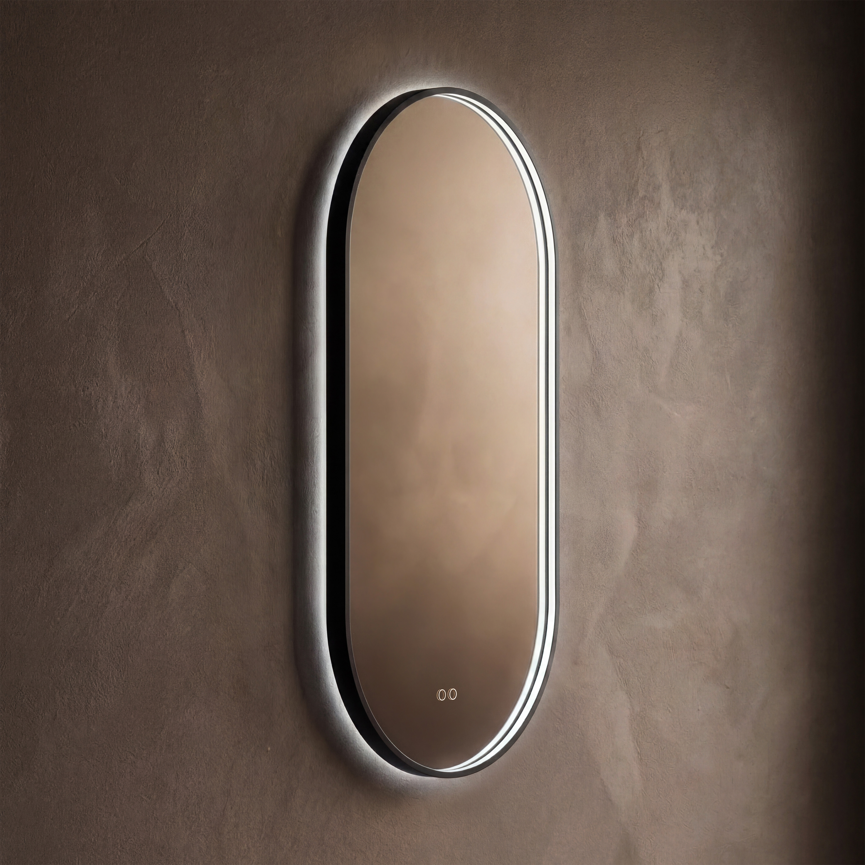 Origins Living Kingsley Matt Black Illuminated Capsule Mirror with Colour Change Lights - 500 x 1000mm