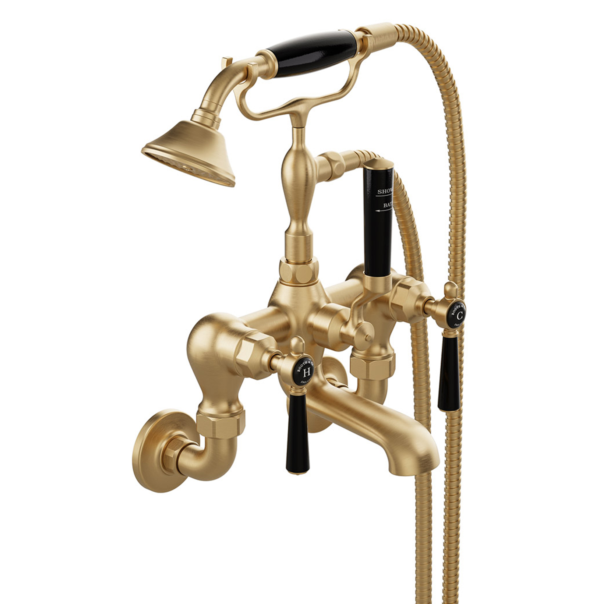 Booth & Co Axbridge Traditional Lever Wall Mounted Bath Shower Mixer Tap
