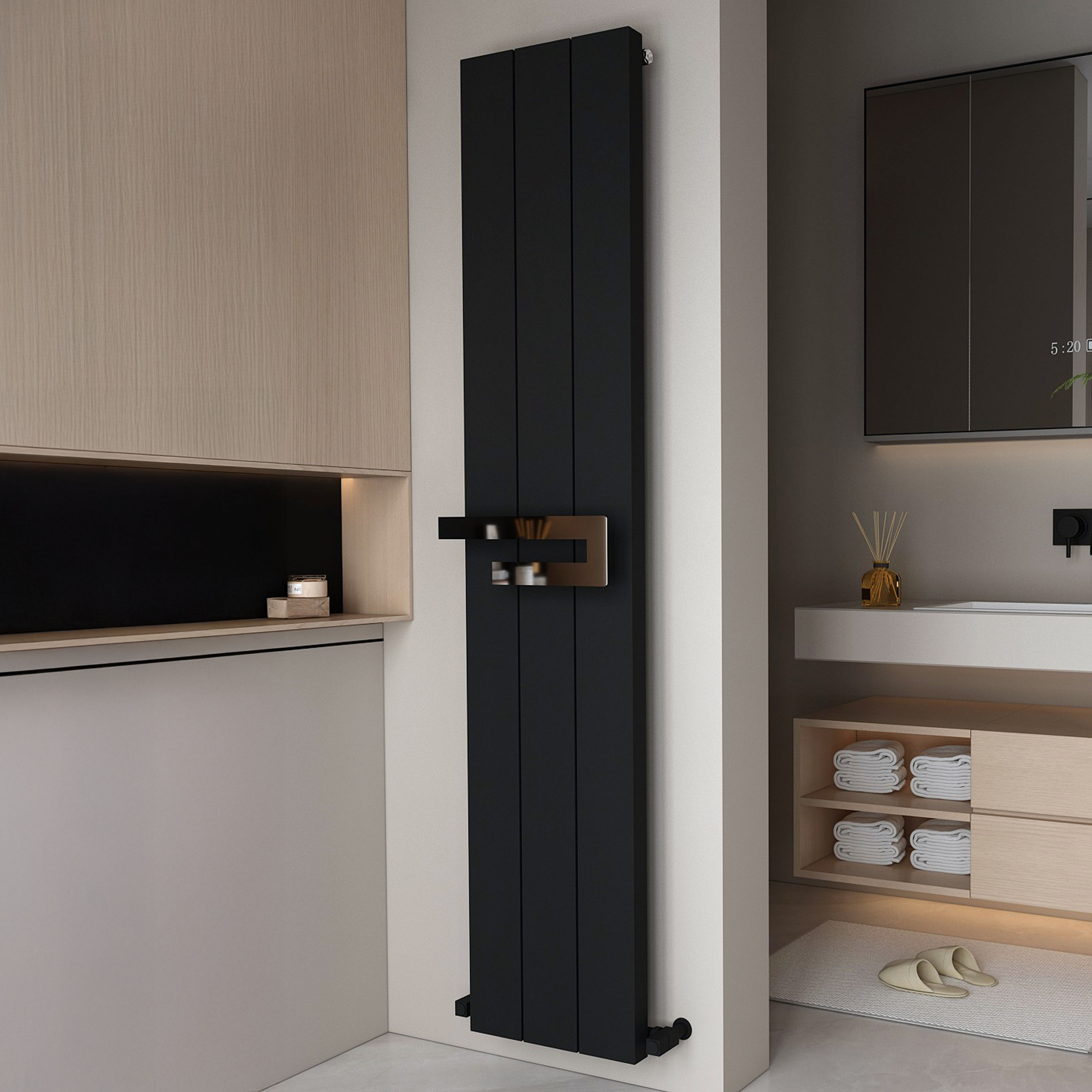 Carisa Elvino Bath Aluminium Vertical Radiator & Towel Rail