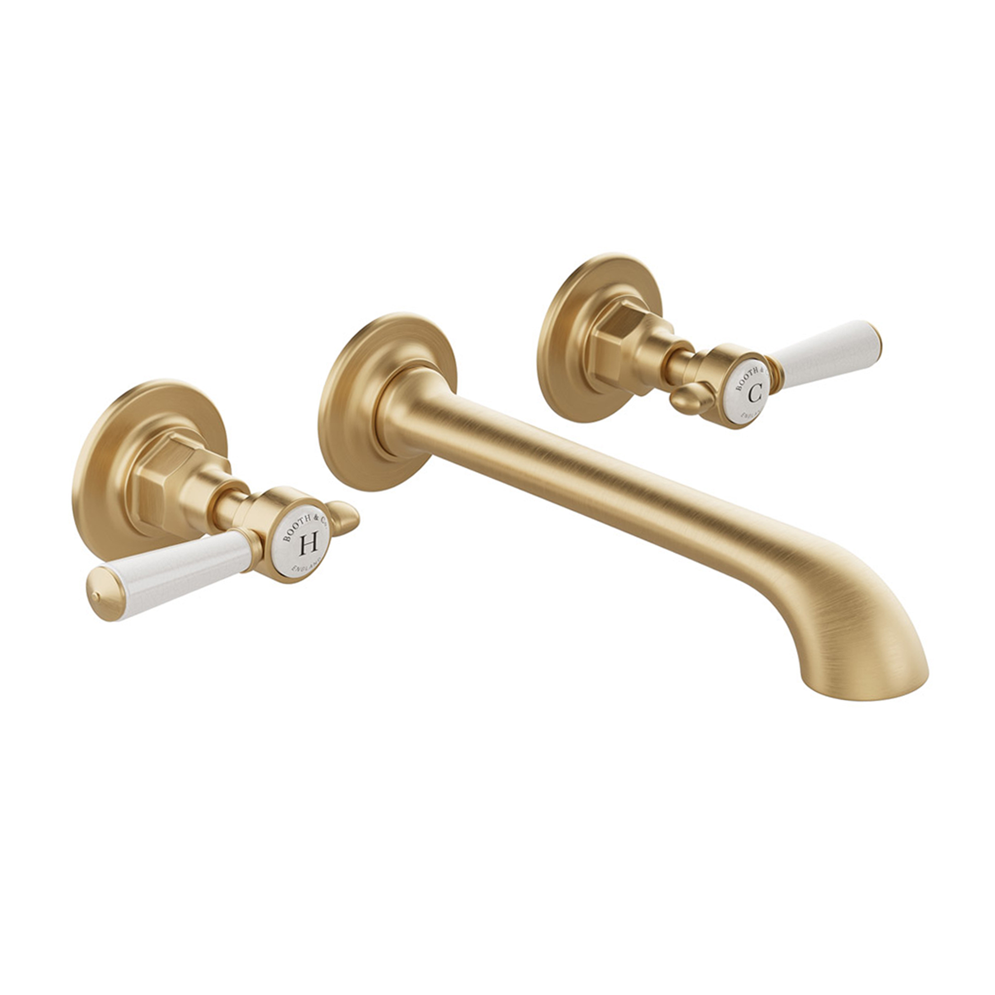 Booth & Co Axbridge Traditional Lever 3 Hole Wall Mounted Basin Mixer Tap