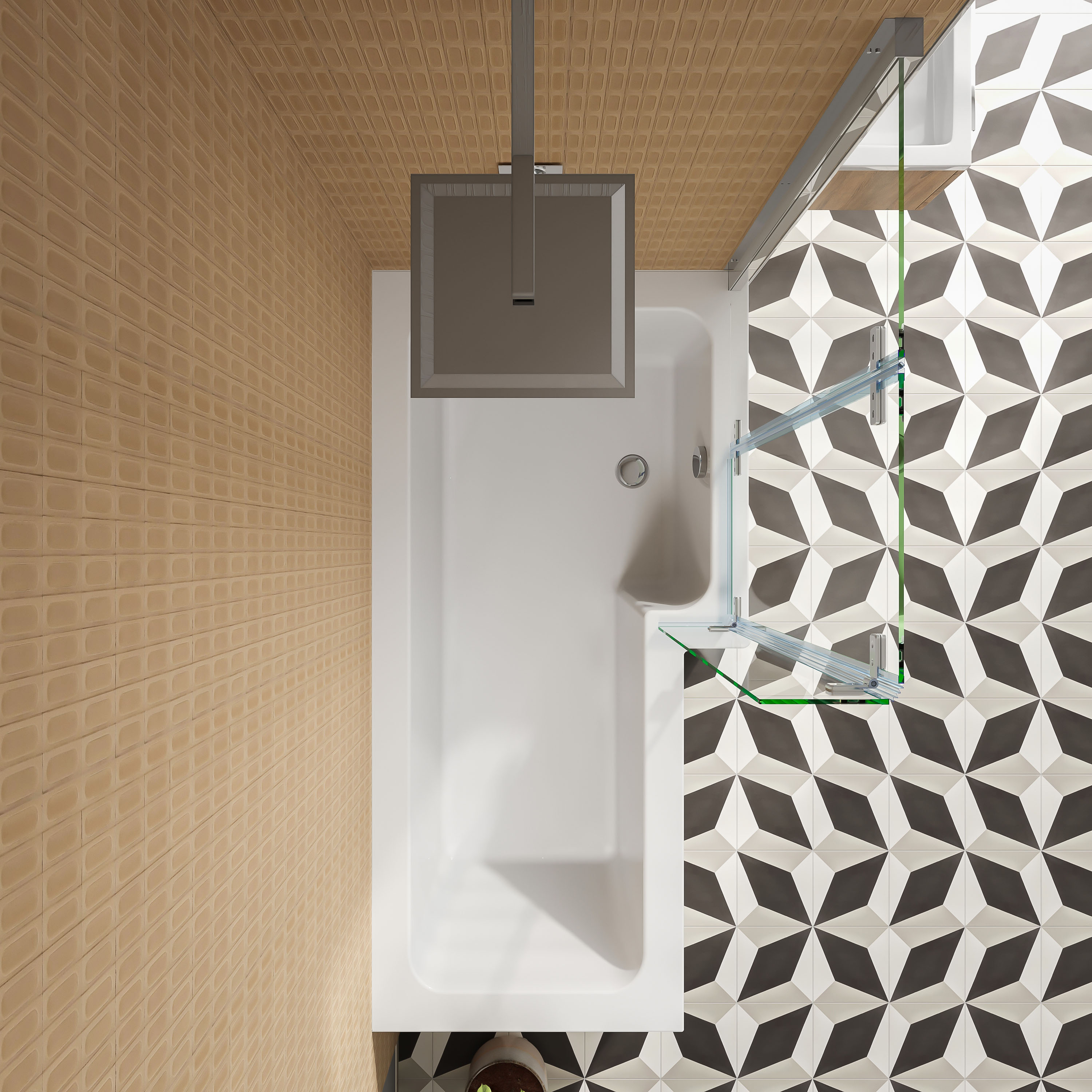 Armourcast Reinforced L Shape Single Ended Bath with Panel & Shower Screen - 1700 x 700