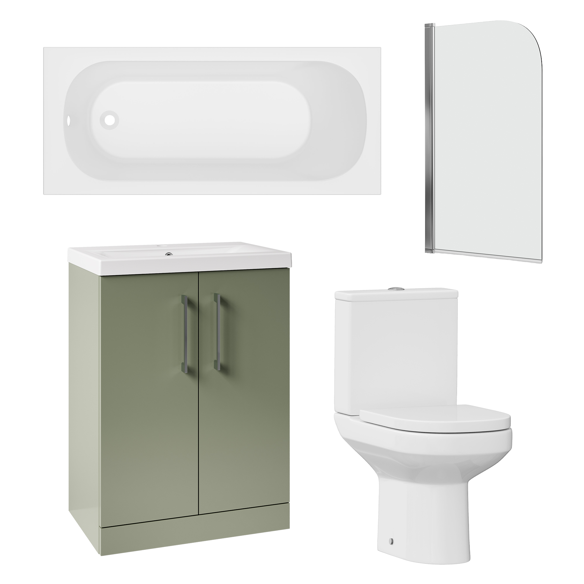 Erin Reinforced Shower Bath Suite with Rimless Toilet