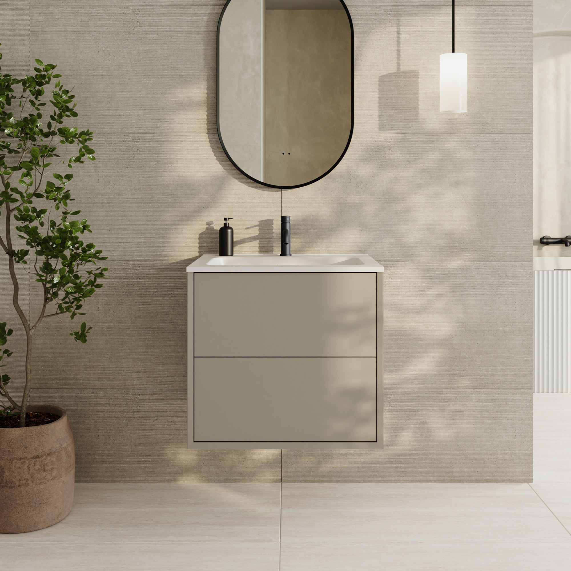 Oslo 600mm Wall Mounted Vanity Unit & Matt White Basin