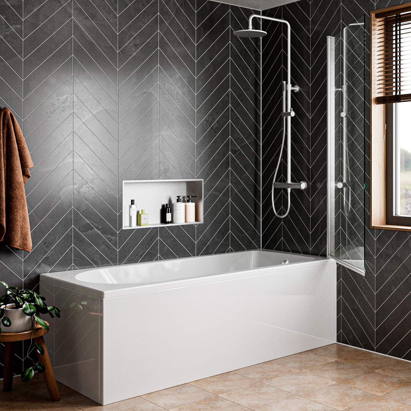 Crosswater Clear 6 6mm Easy Clean Single Hinged Bath Screen - 1500 x 800mm