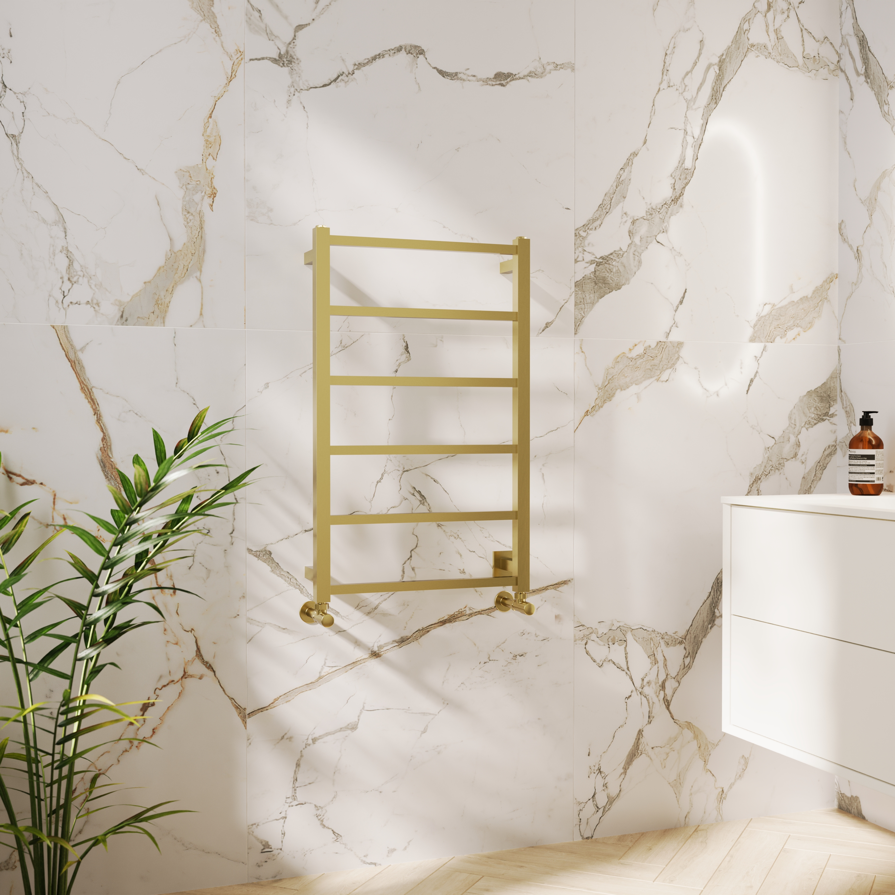 Toasty Arcus Brushed Brass Electric Heated Towel Rail