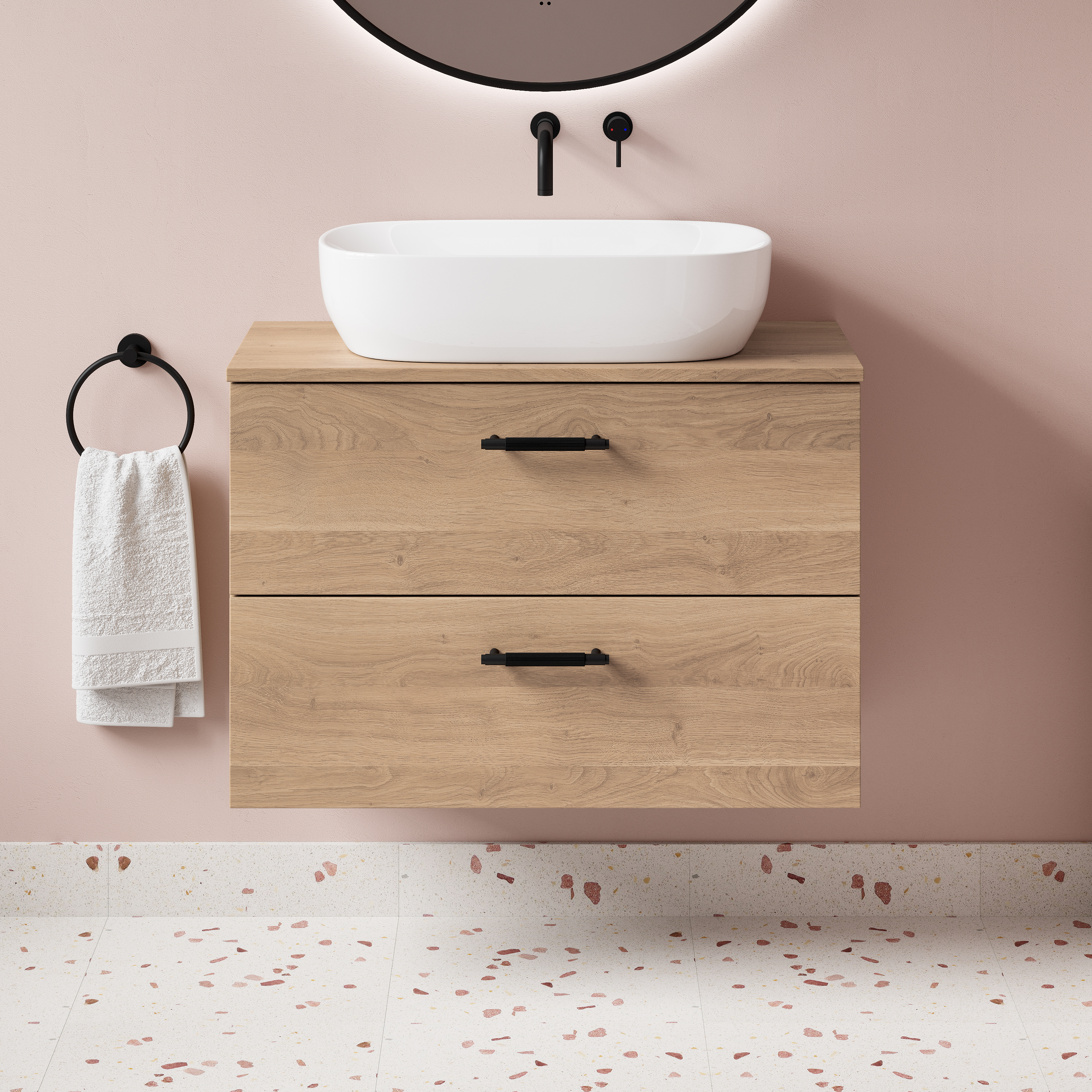 Erin 800mm Wall Mounted 2 Drawer Vanity Unit & Countertop