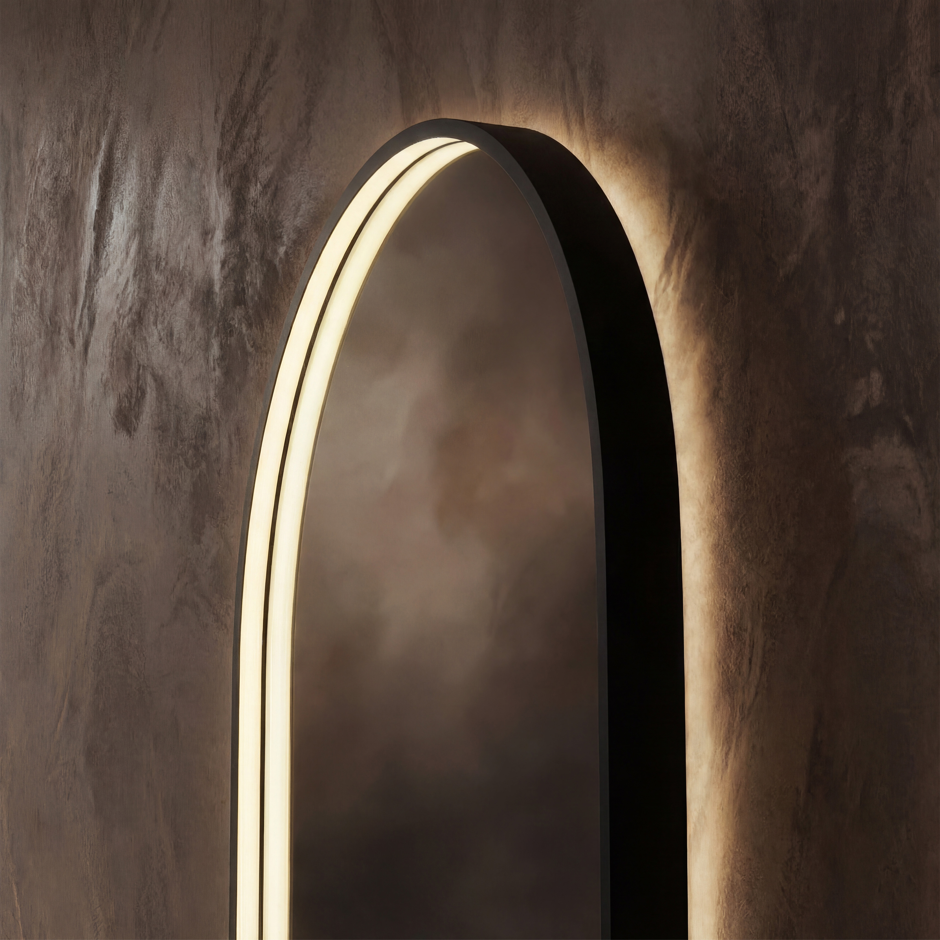 Origins Living Kingsley Matt Black Illuminated Capsule Mirror with Colour Change Lights - 500 x 1000mm