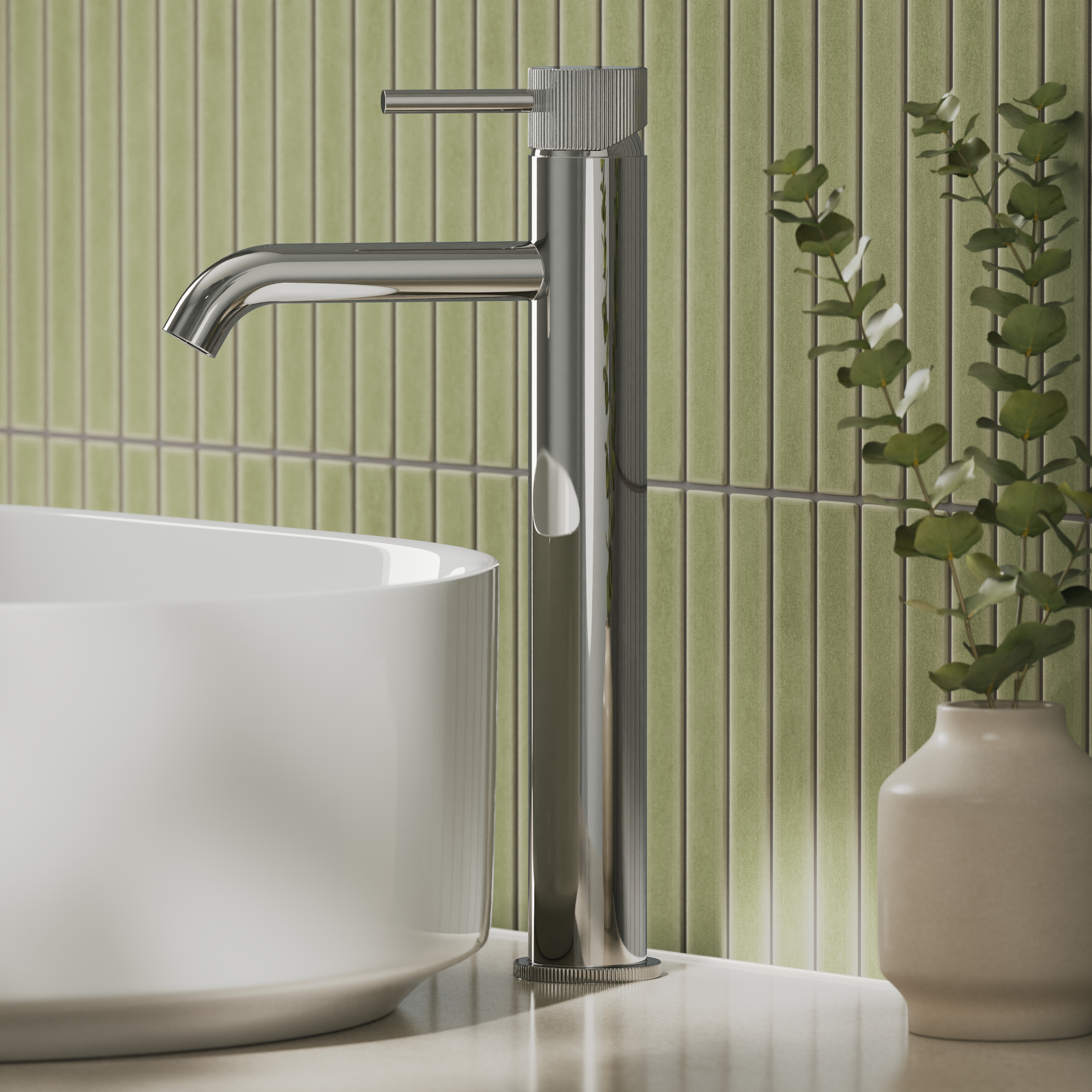 Harbour Fluted Tall Mono Basin Mixer Tap