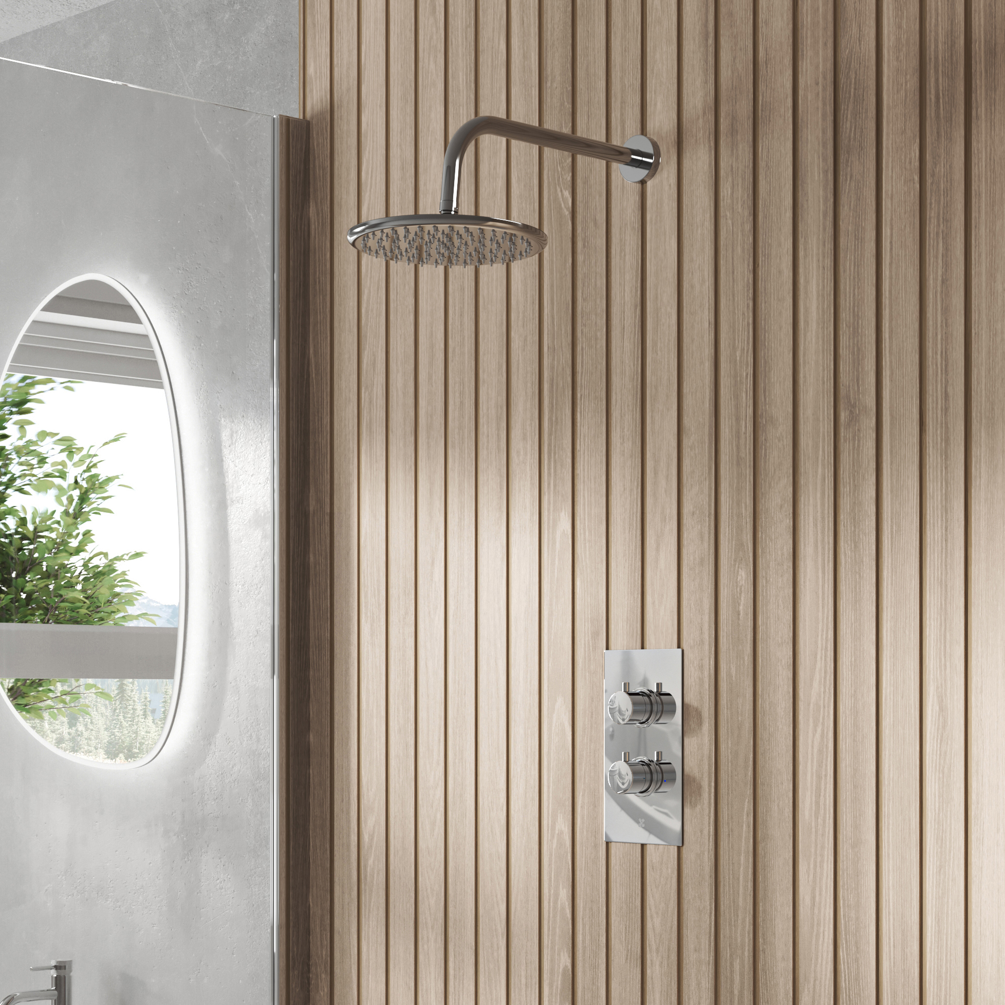 Core 1 Outlet Concealed Shower Valve & Wall Mounted Fixed Shower Head