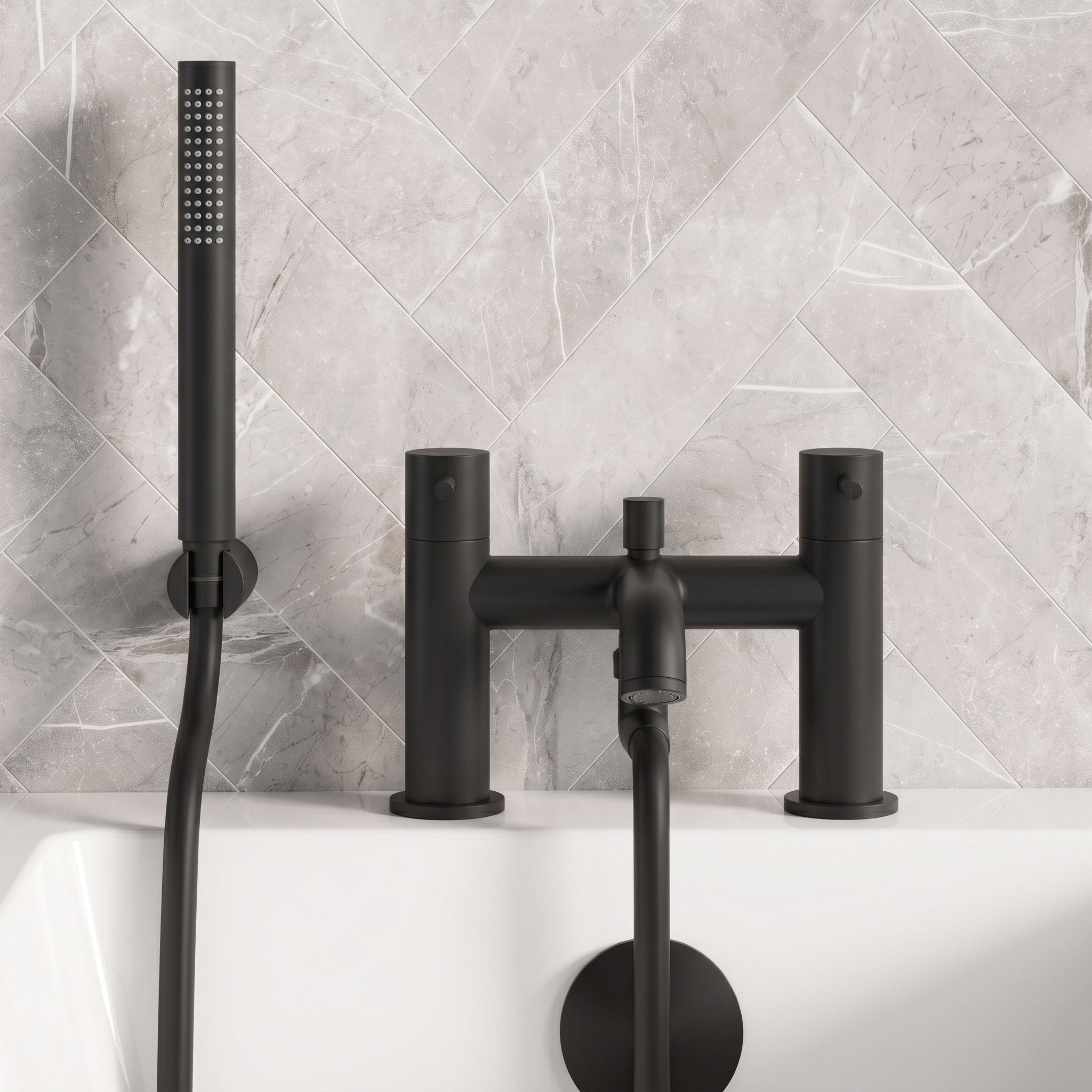 Harbour Clarity Matt Black Bath Shower Mixer Tap & Shower Kit